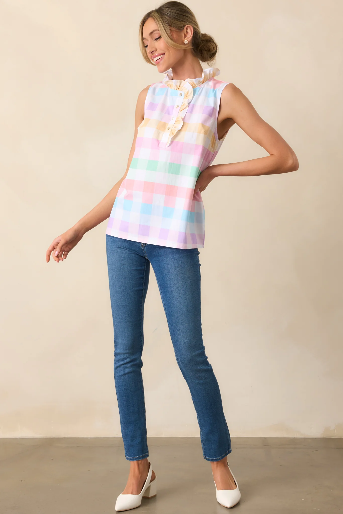 Tennyson Easter Soiree Plaid Sleeveless Cotton Top