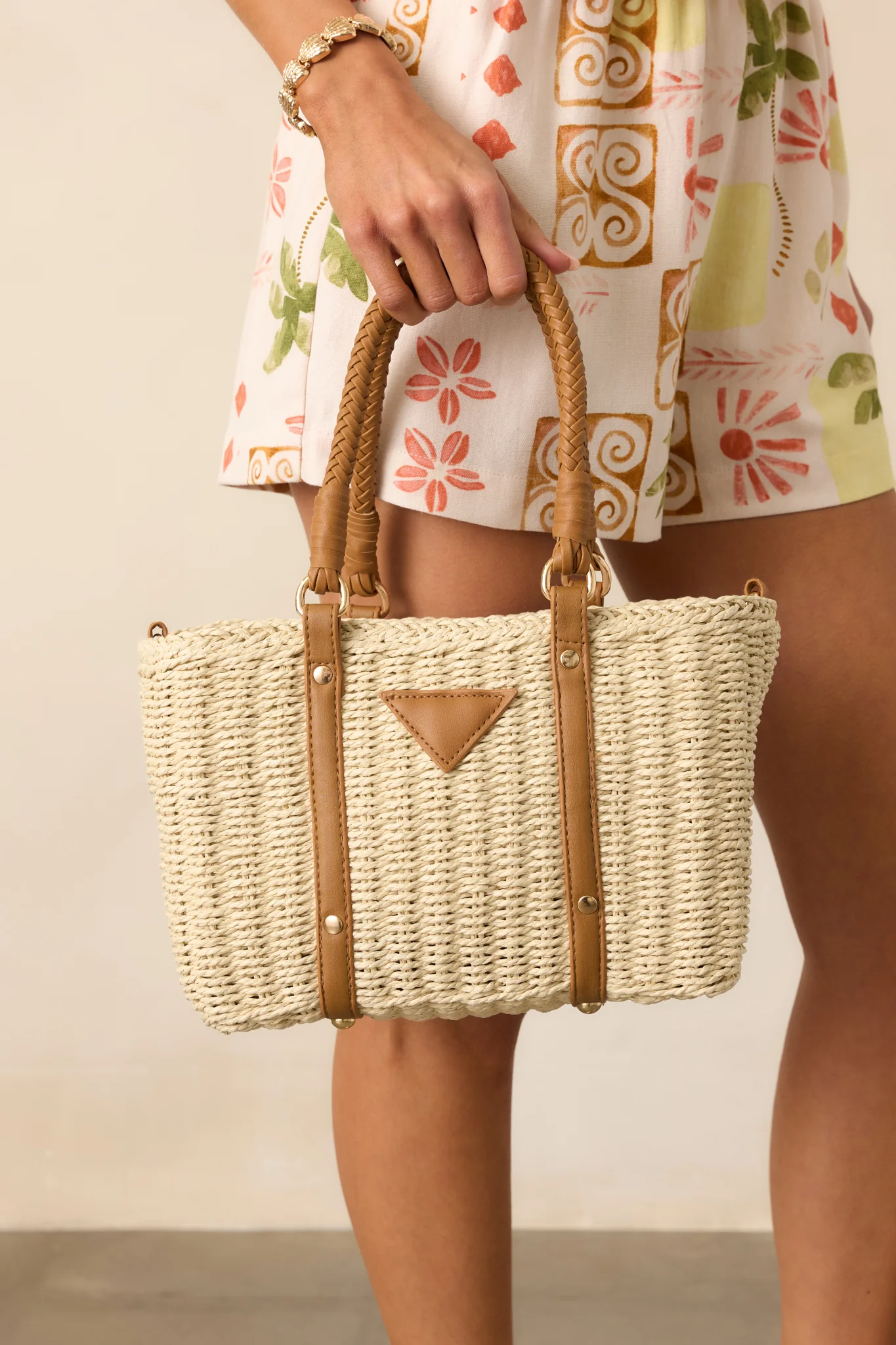 Savor The Slow Days Ivory Rattan Woven Handbag