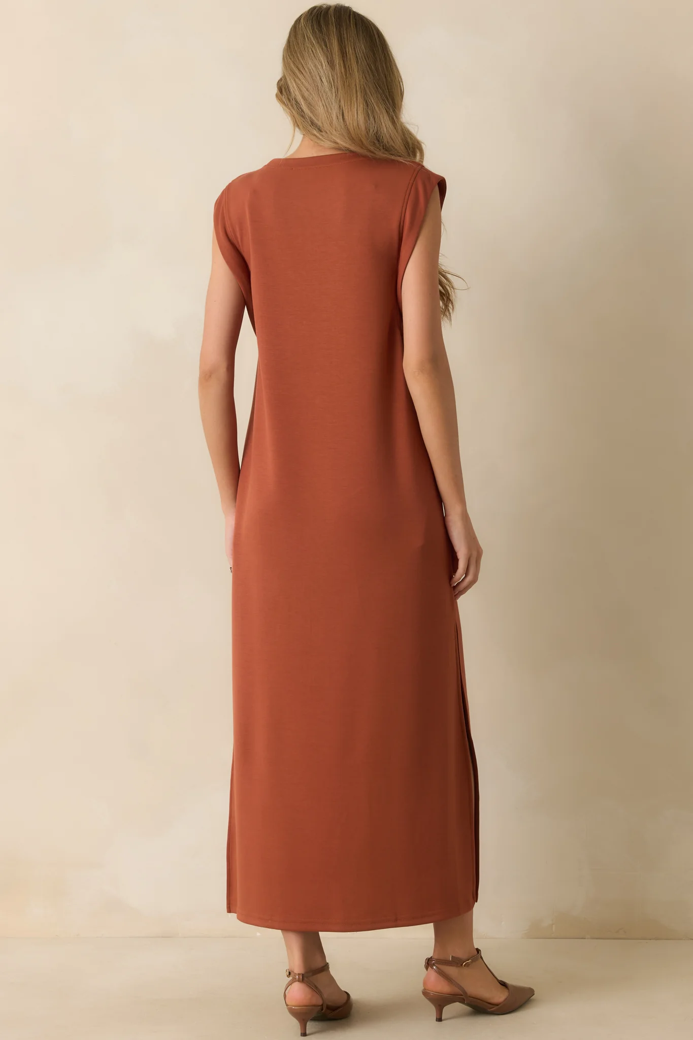Between Now And Then Terracotta Cotton Sleeveless Maxi Dress