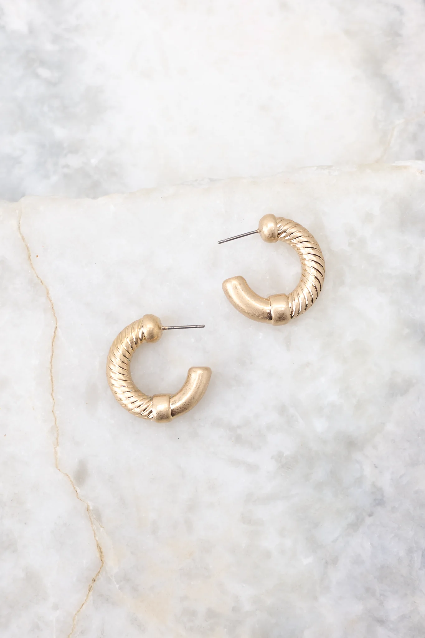 Stay Tuned Worn Gold Hoop Earrings