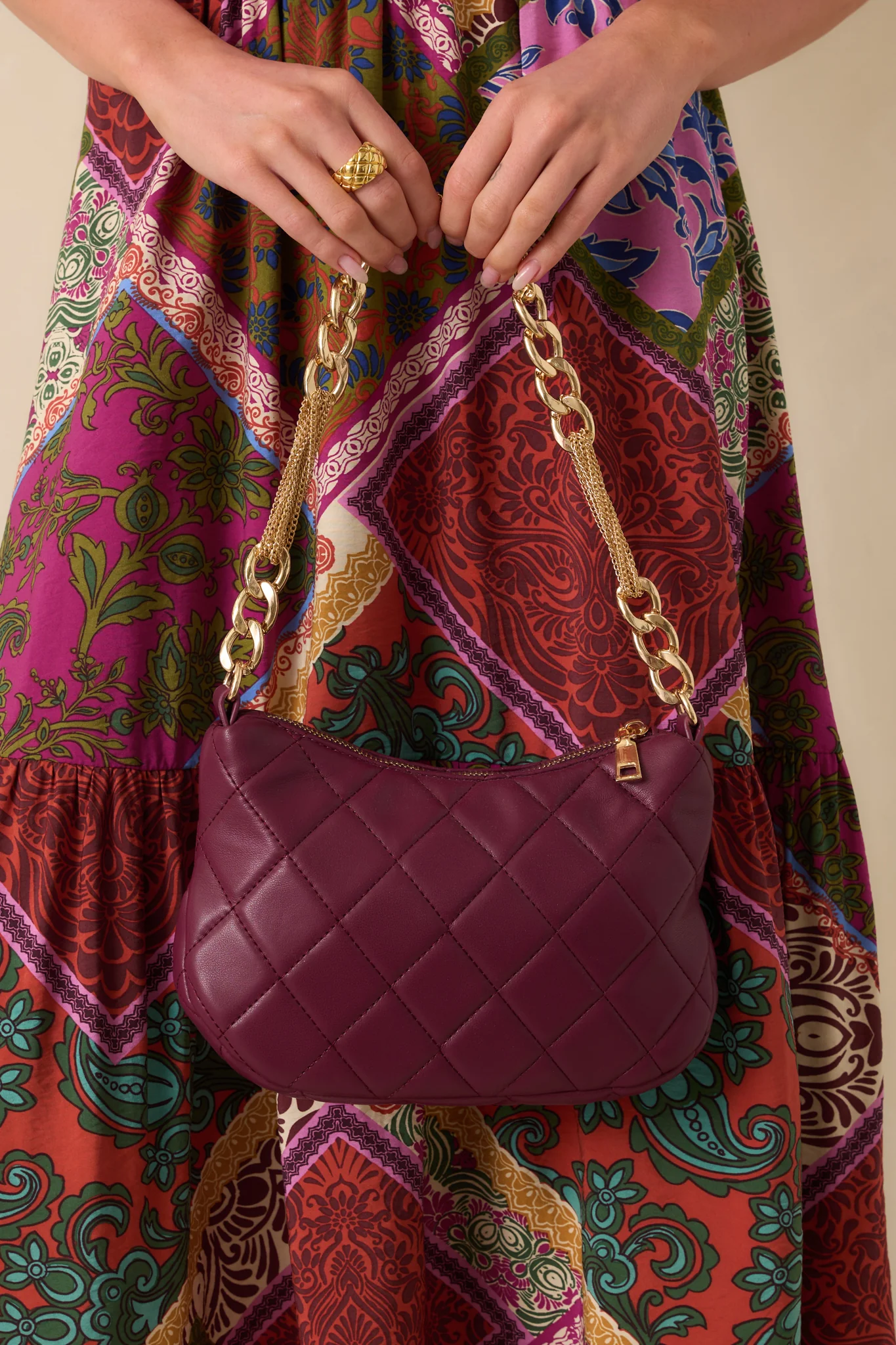 I'm Yours Tonight Merlot Quilted Handbag