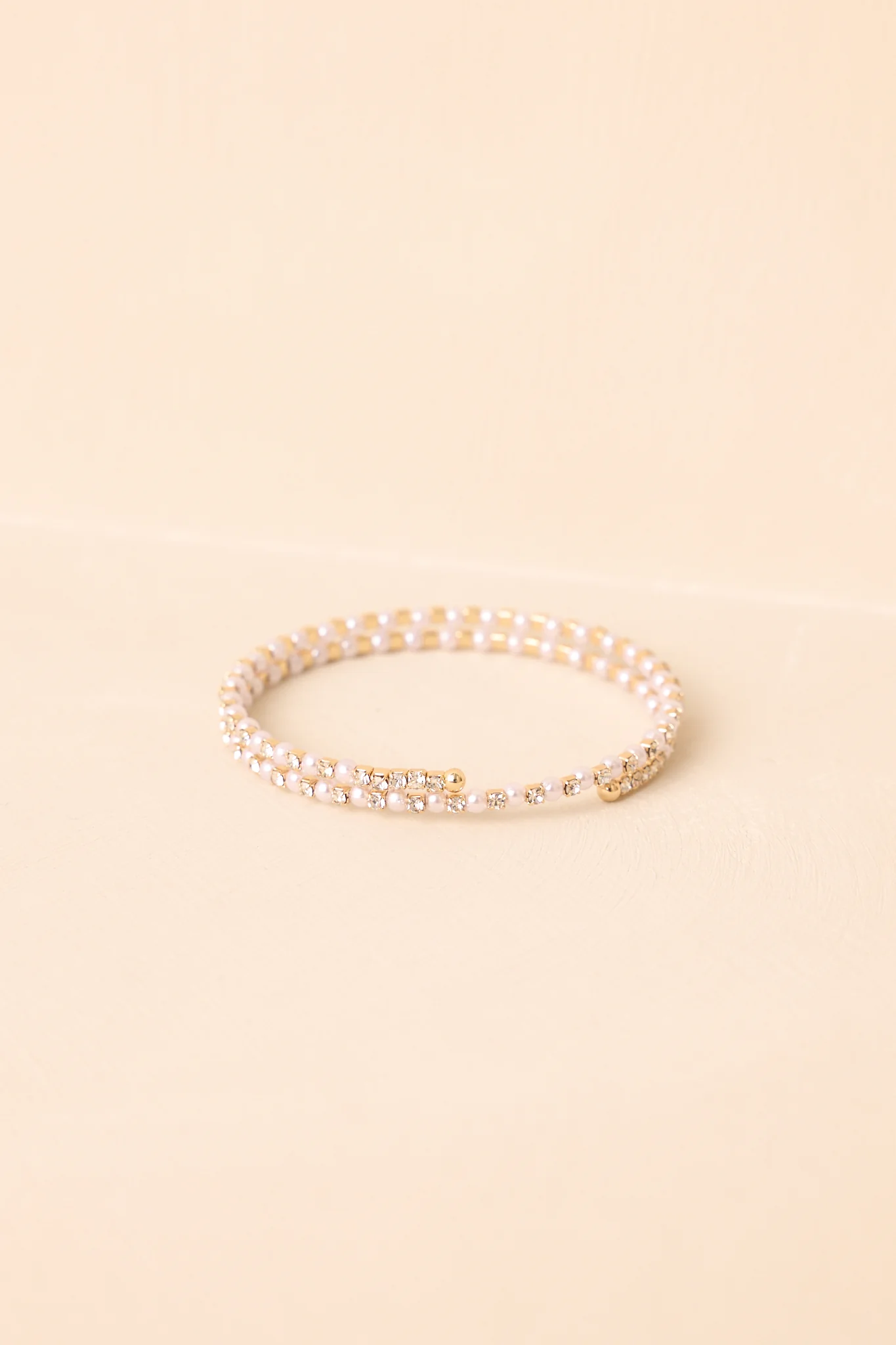 Let’s Be Clear Ivory Pearl Rhinestone Wrap Bracelet