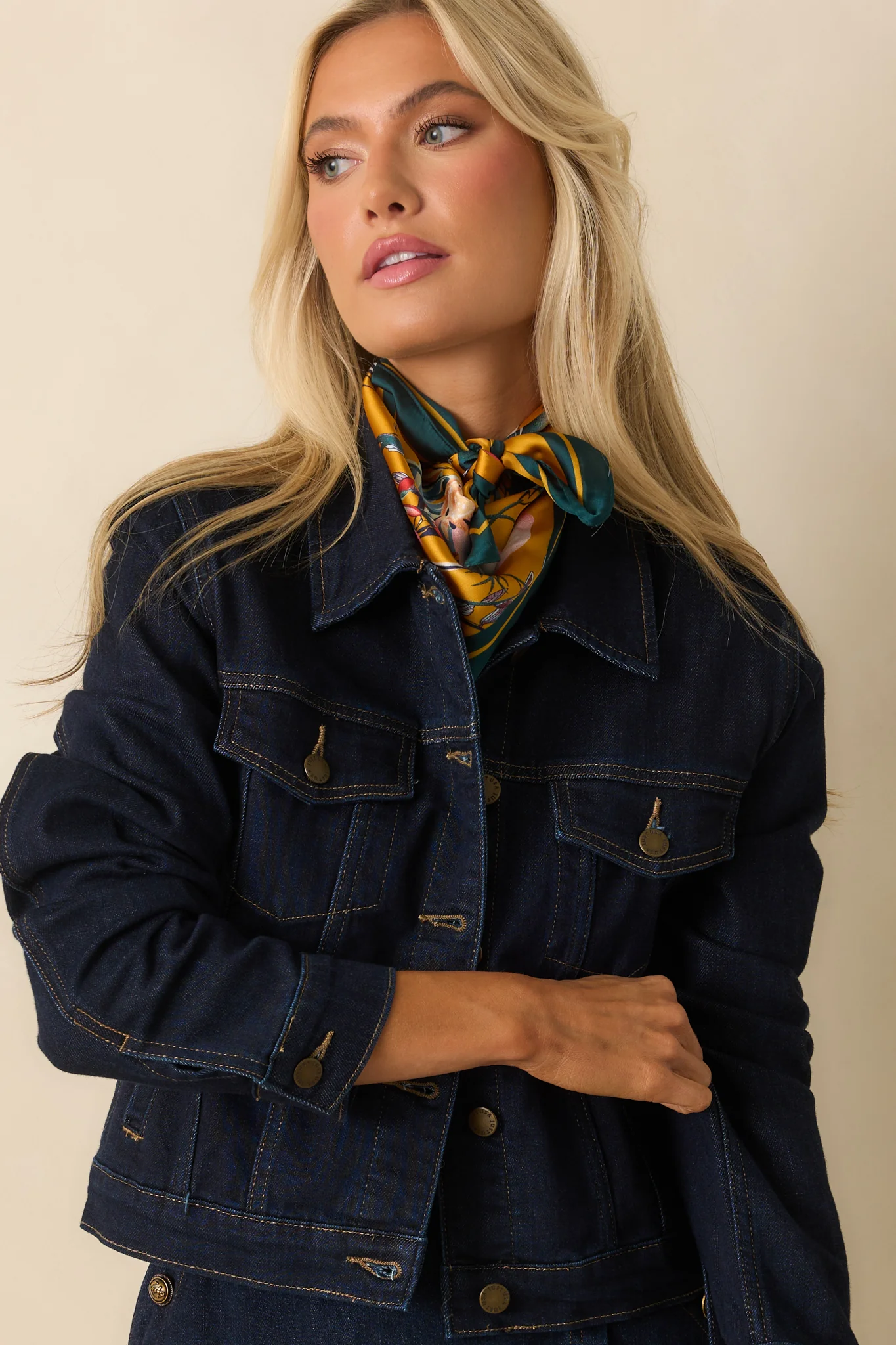 Dark Wash Denim Cropped Jacket