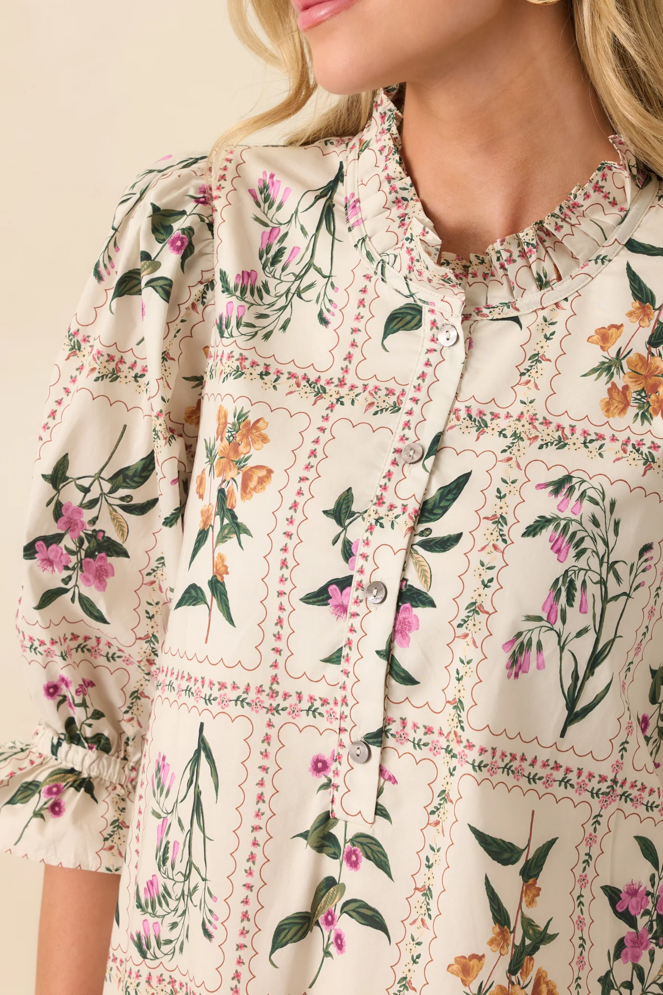 Do It Just For You Ivory Multi Floral Print Cotton Mini Dress