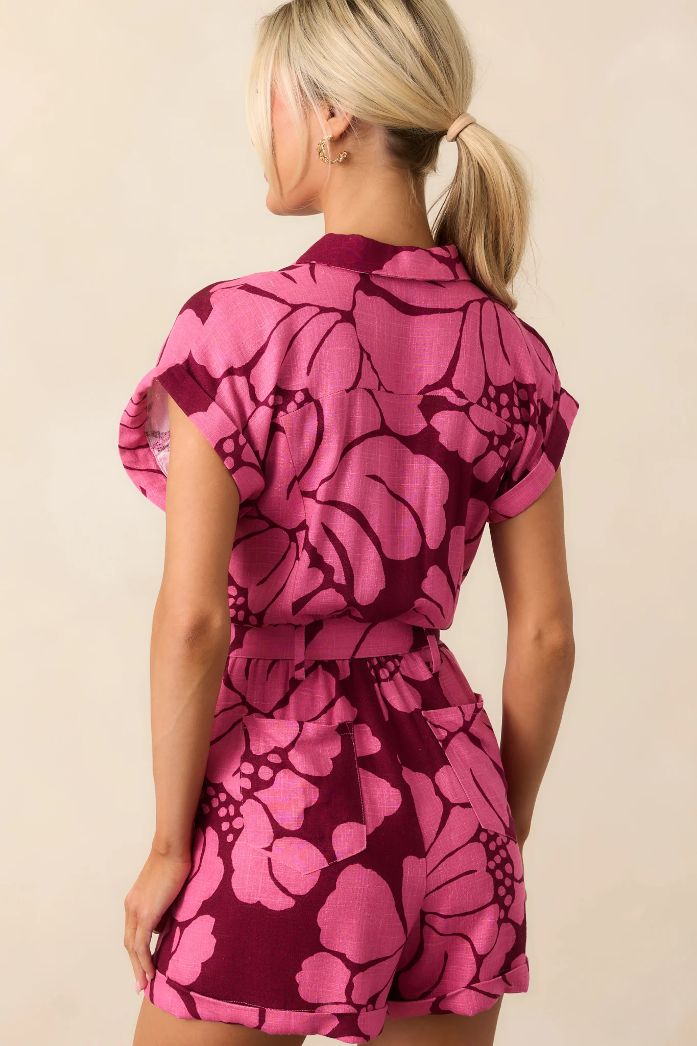 MINKPINK Persephone Berry Floral Belted Playsuit