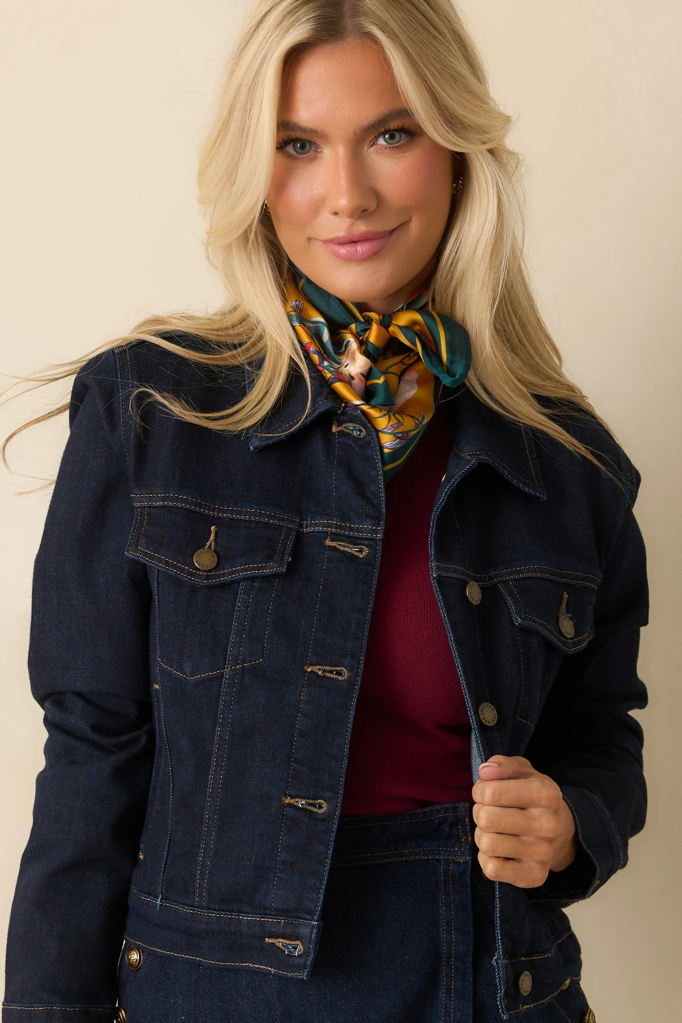 Dark Wash Denim Cropped Jacket