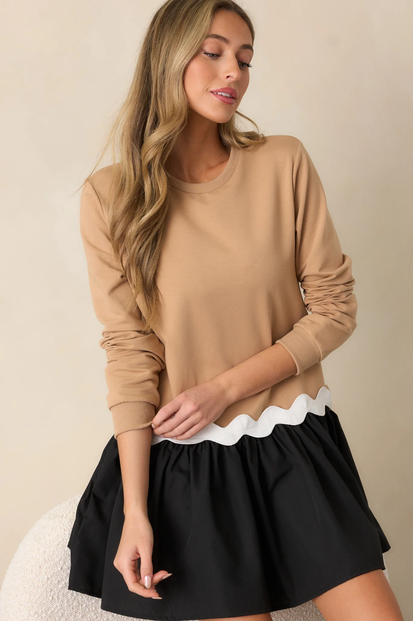 Back To You Tan Colorblock Mini Dress