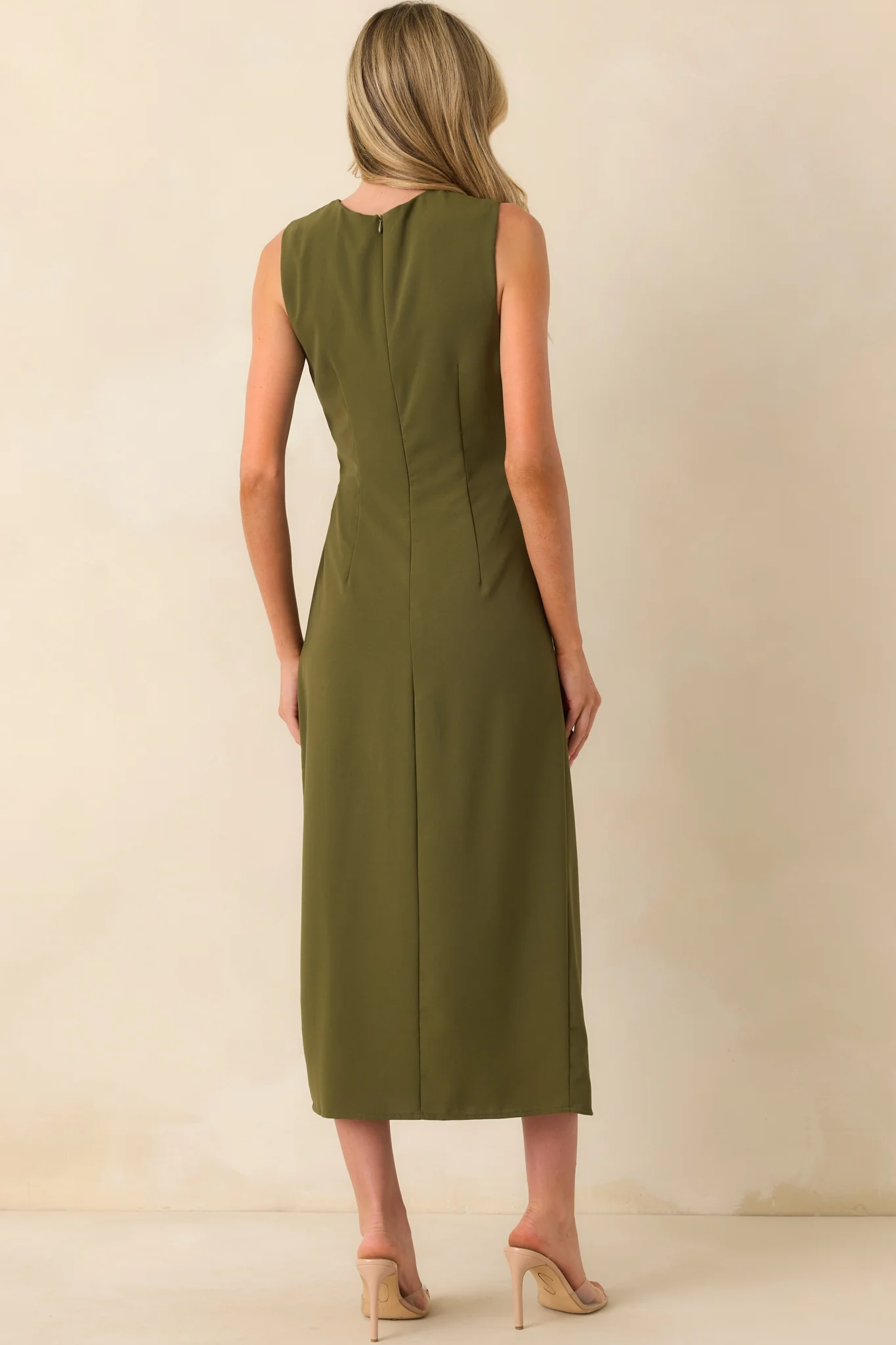 Move With Purpose Olive Green Ruched Maxi Dress