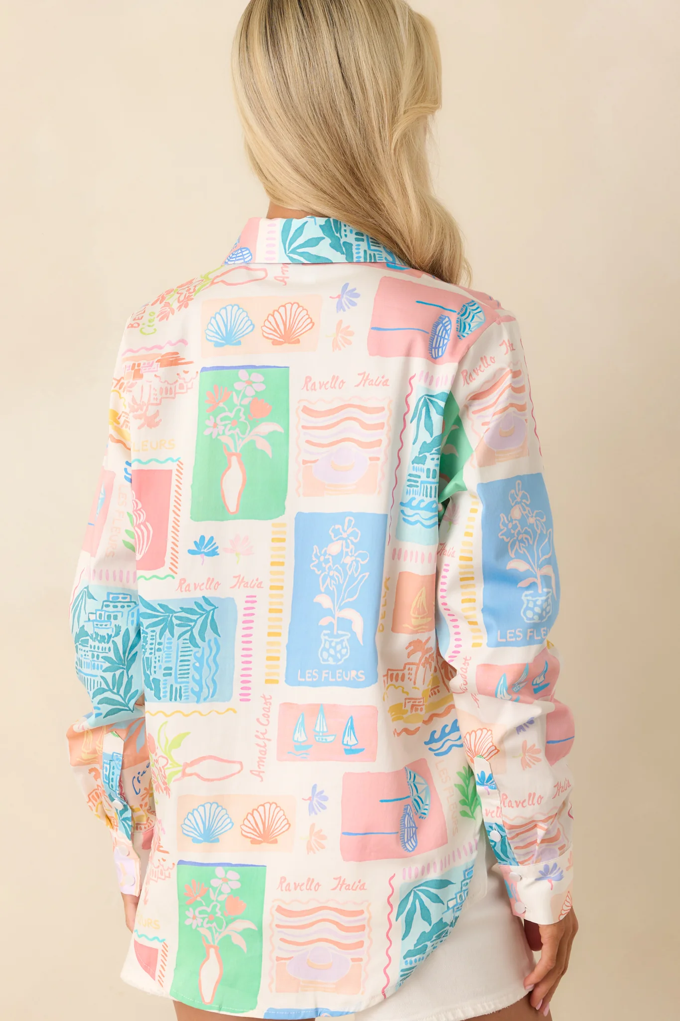 Prosperina Paula Multi Print Cotton Button Front Top