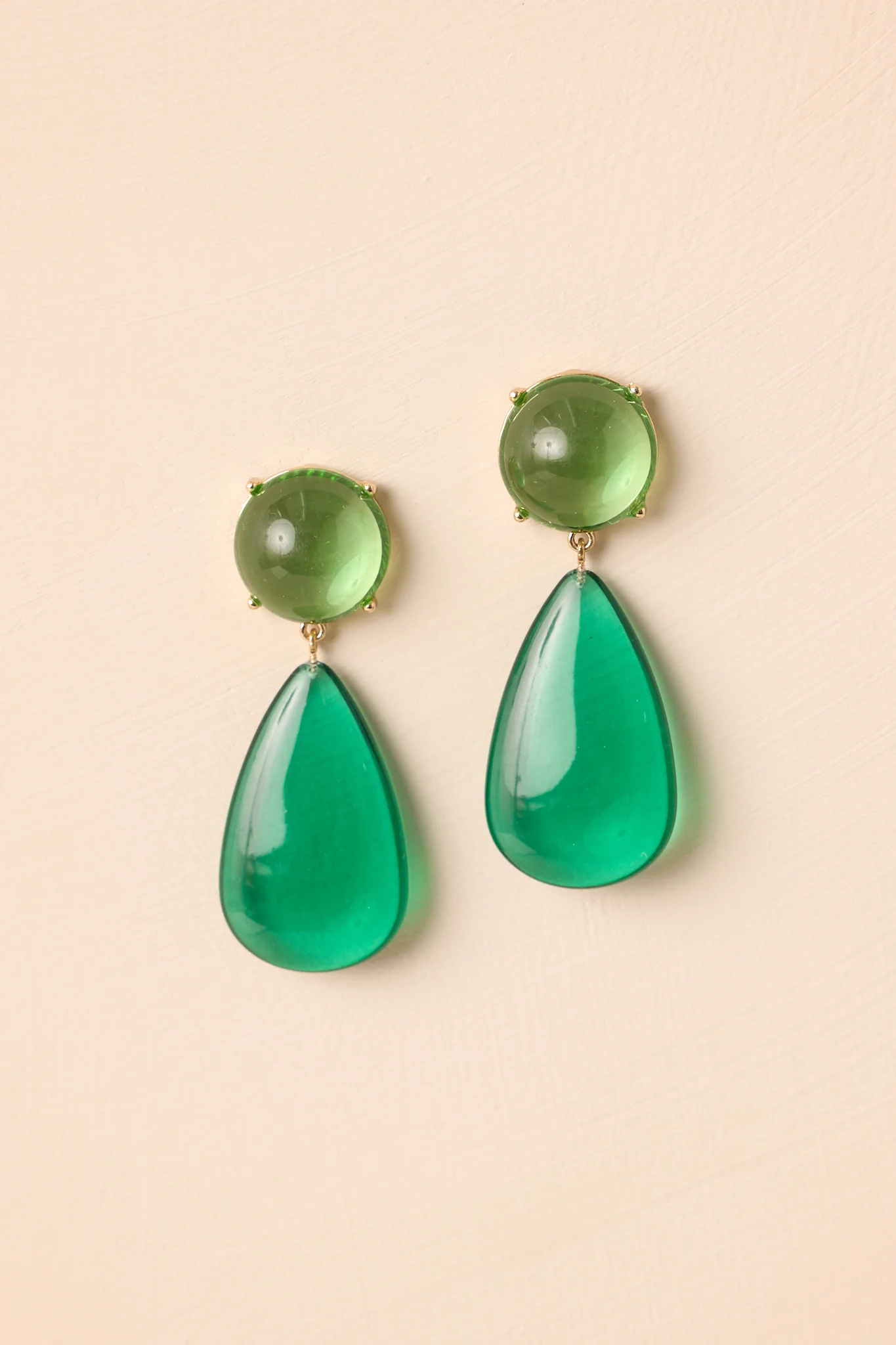 Where It All Began Green Two Tone Drop Earrings