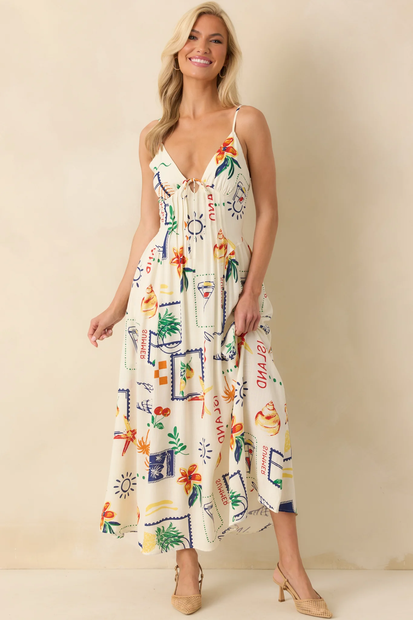 In The Back Of My Mind Ivory Patchwork Print Rayon Maxi Dress