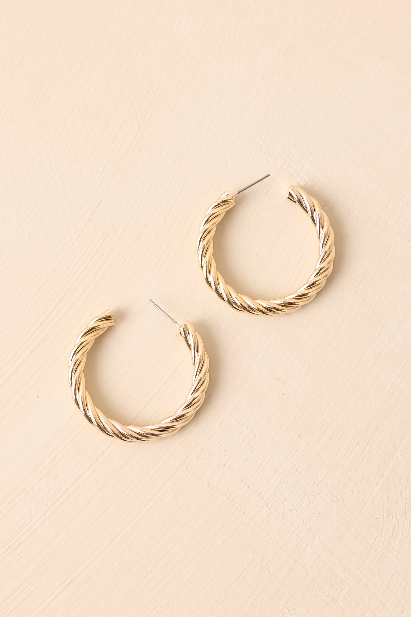 In a Good Place Gold Twisted Open Hoop Earrings