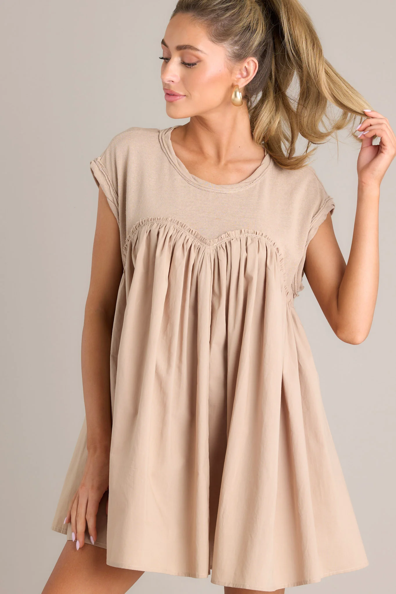 Heartstrings of Happiness Tan Mini Dress