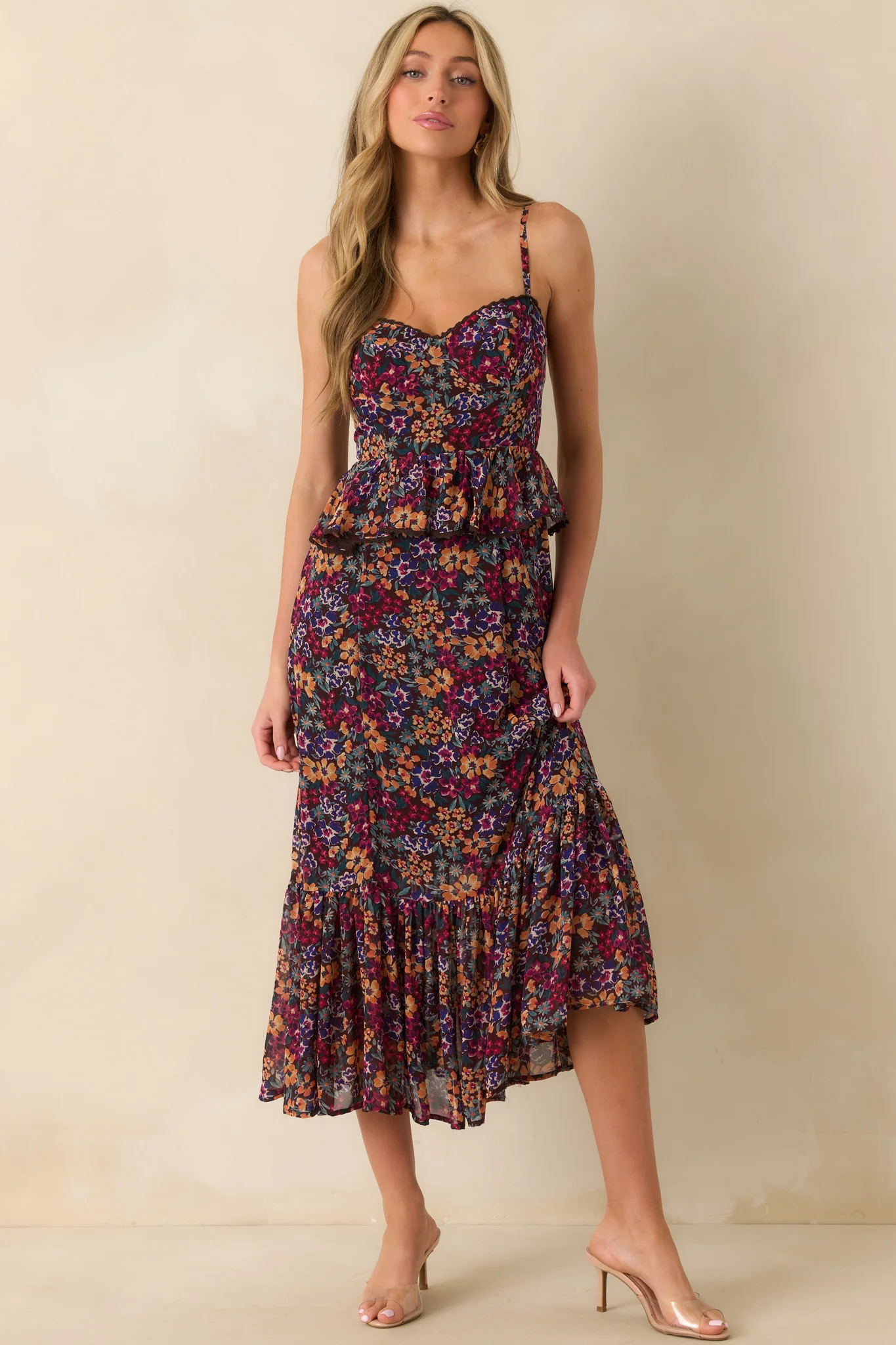 A Moment To Remember Plum Purple Multi Floral Print Maxi Dress