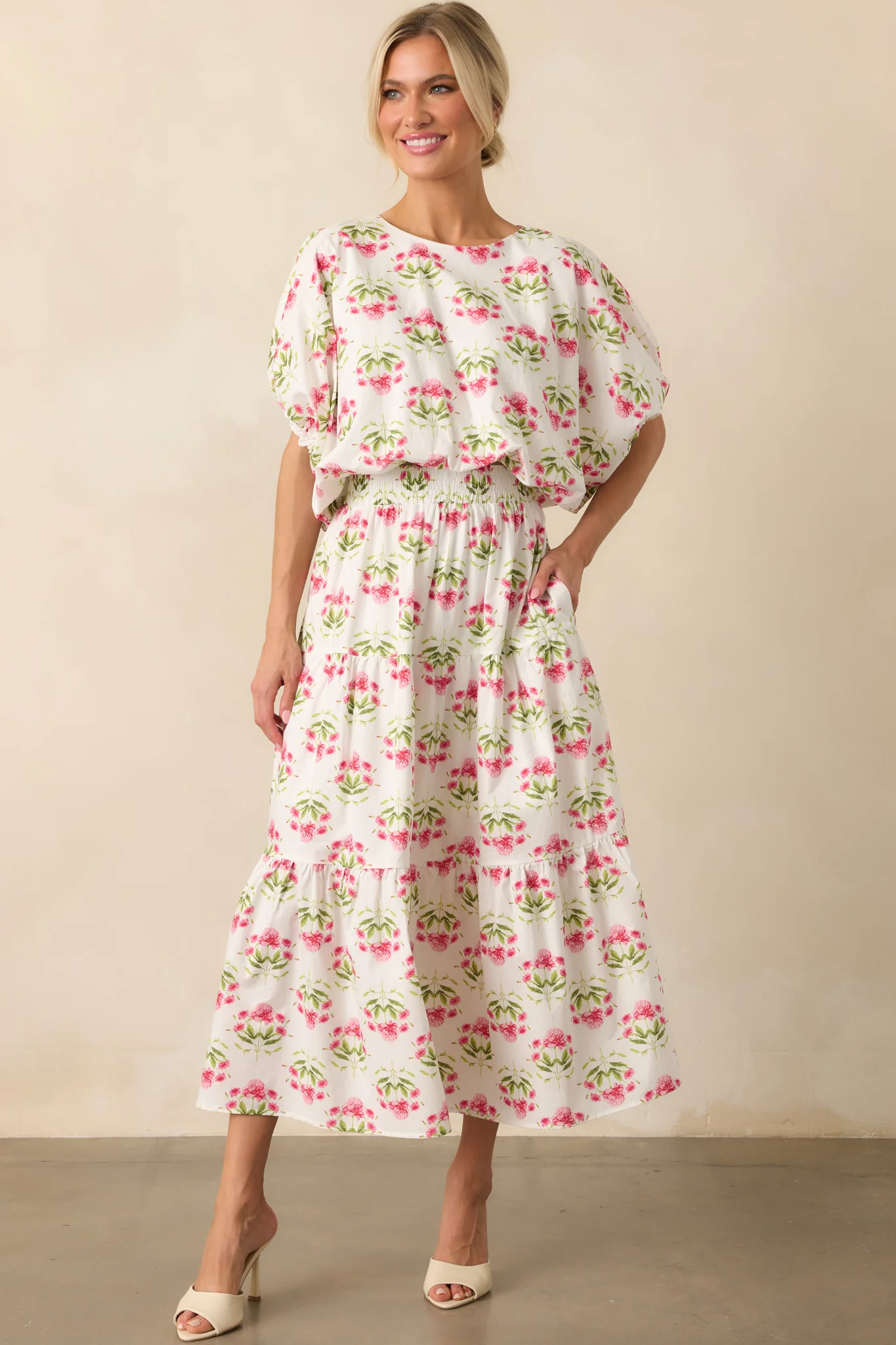 Ordinary Is Overrated Pink Floral Cotton Bubble Hem Crop Top