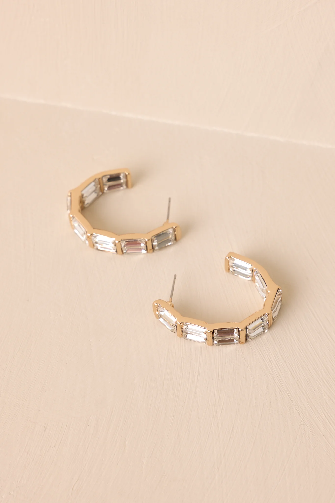 Such A Romantic Gold Rhinestone Hoop Earrings