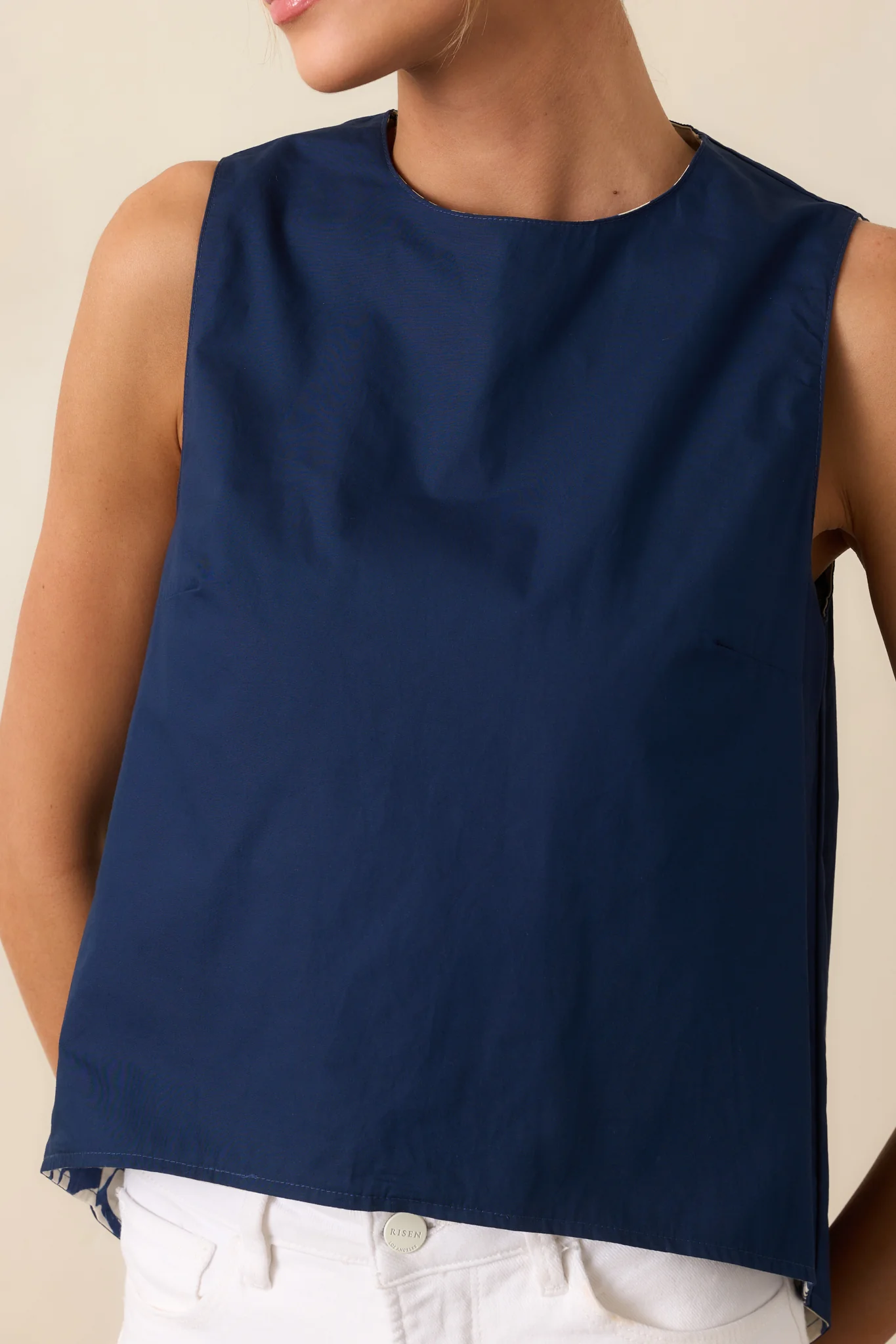 Prosperina Marley Navy Floral Print Cotton Reversible Top