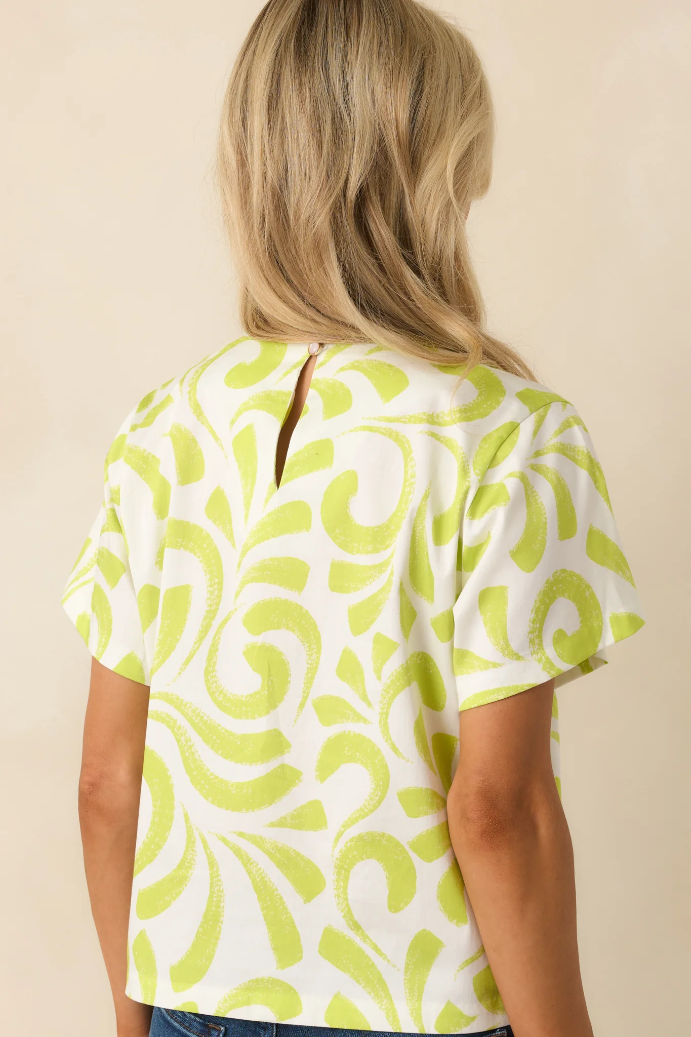 Prosperina Tyler Multi Print Chartreuse Cotton Top