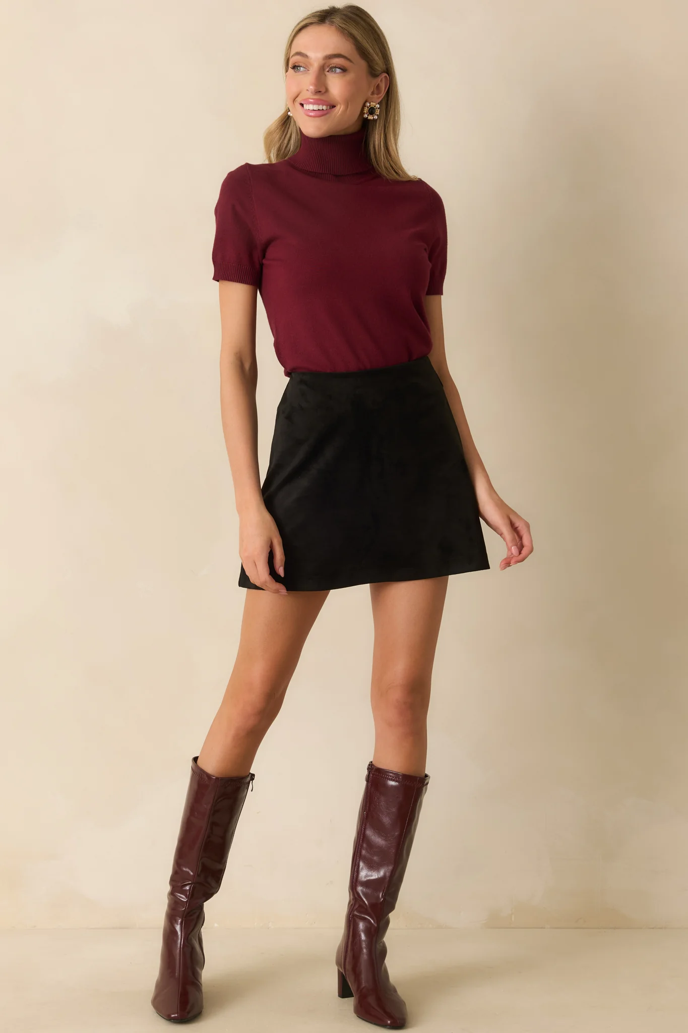 Black Faux Suede Mini Skirt