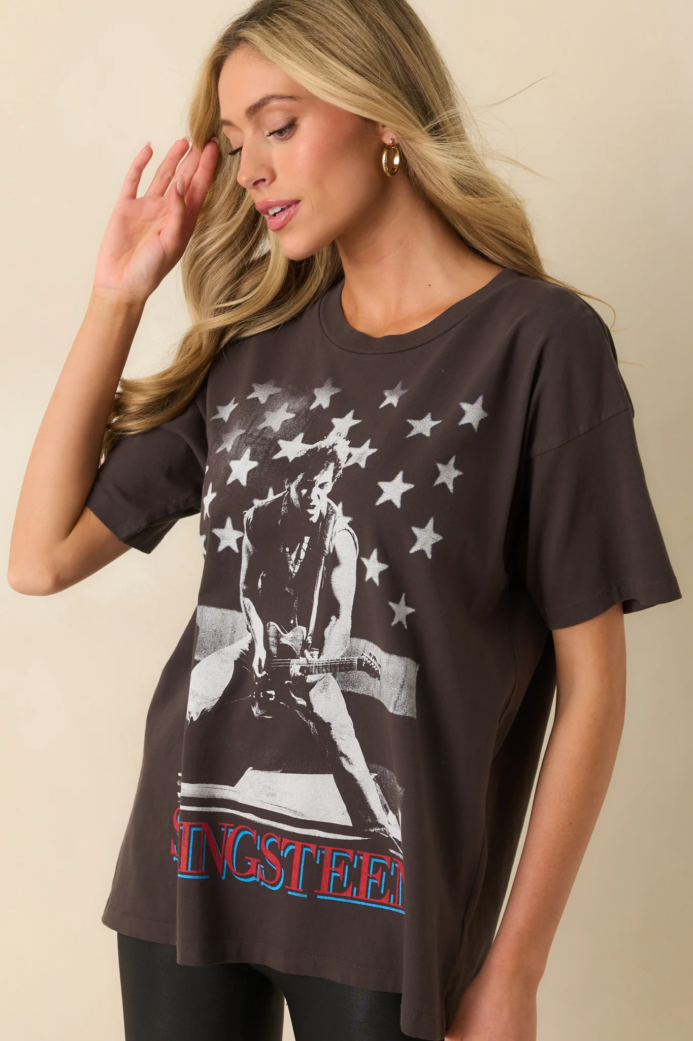 Bruce Springsteen Photo Black Cotton One Size Tee