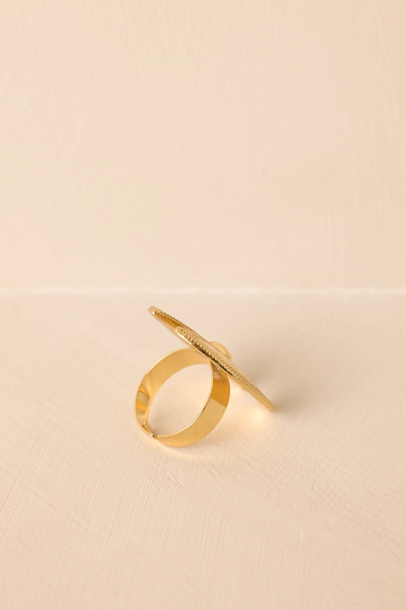 Sunset Hideaway Hammered Gold Adjustable Statement Ring