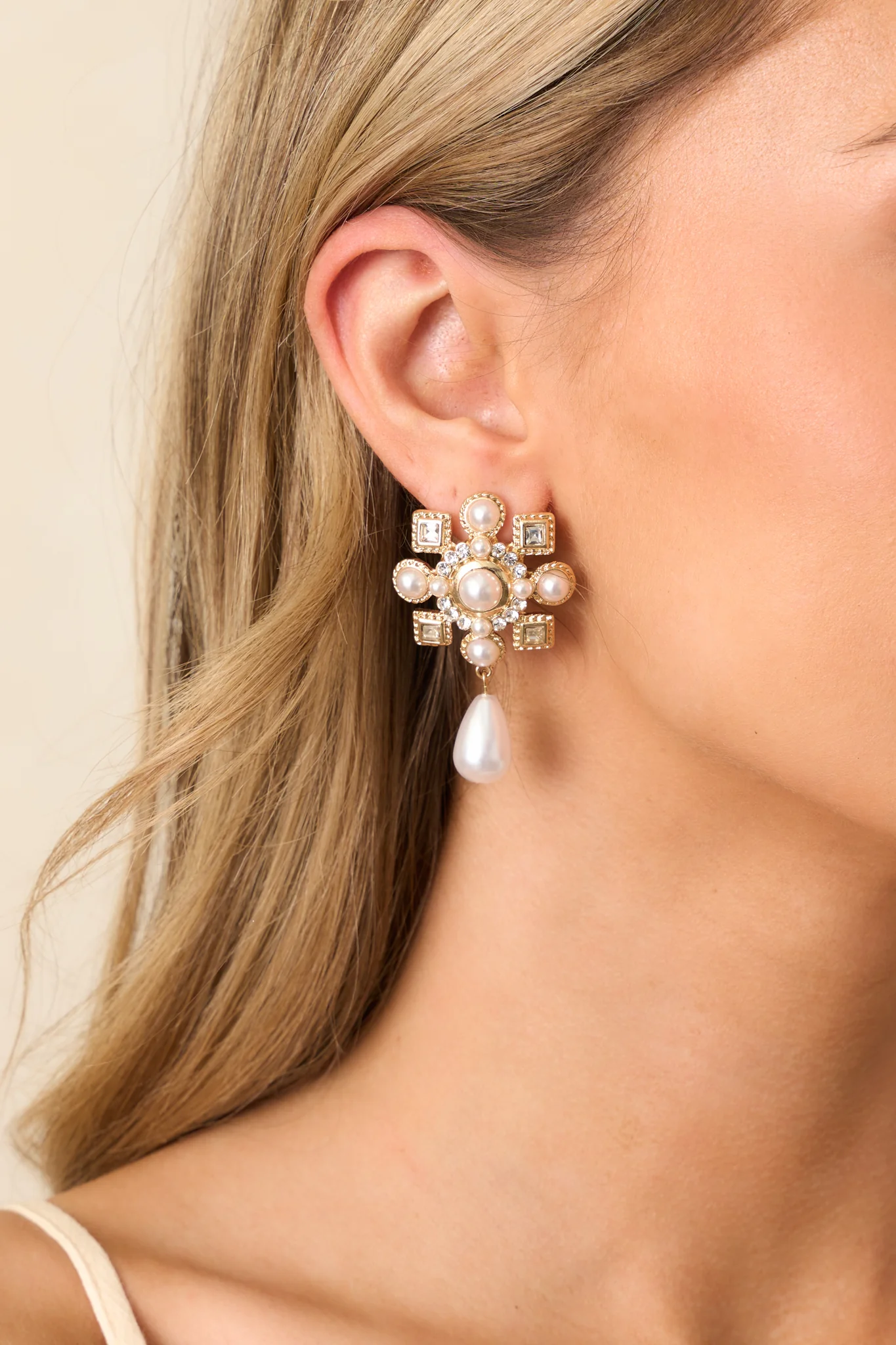 Love Song Ivory Pearl & Gold Drop Earrings