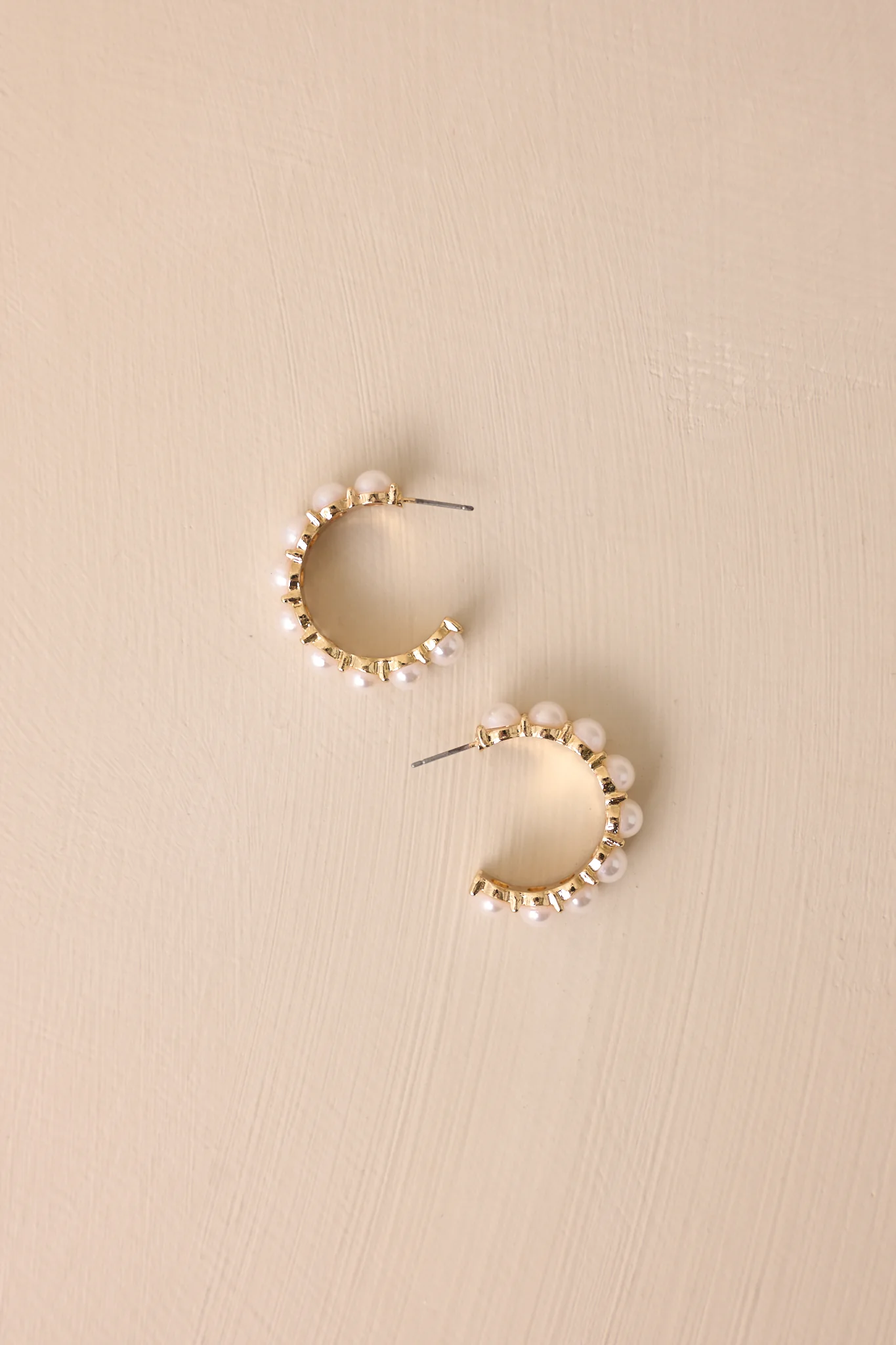 Never Ordinary Gold & Ivory Pearl Hoop Earrings