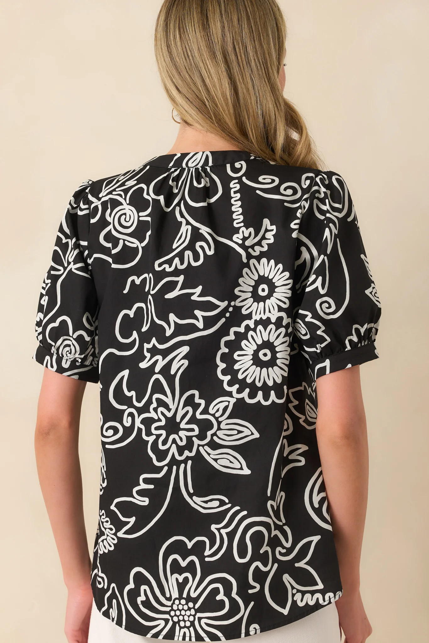 Nothing Missing Black Floral Print Cotton Puff Sleeve Top