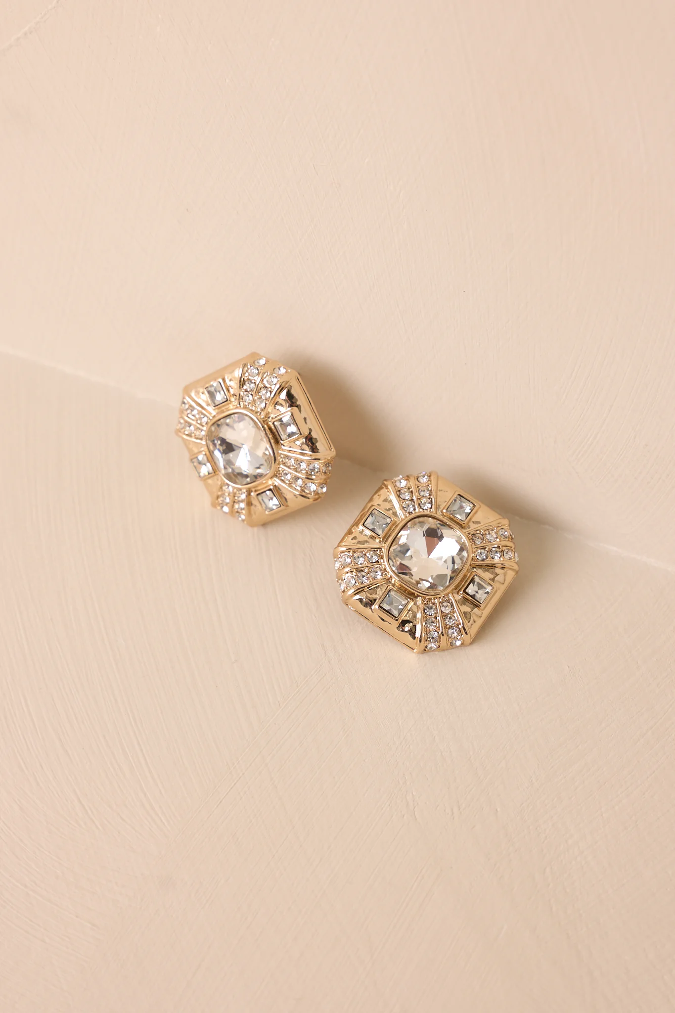 Worth The Wait Gold Rhinestone Earrings