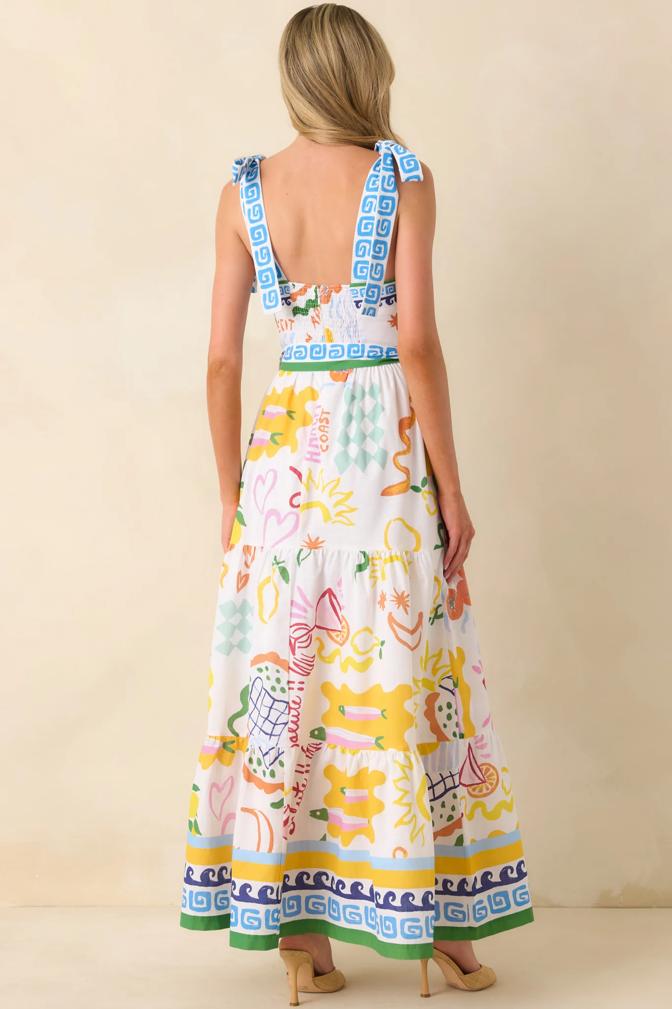 Prosperina Gemma Multi Print Linen Blend Maxi Dress