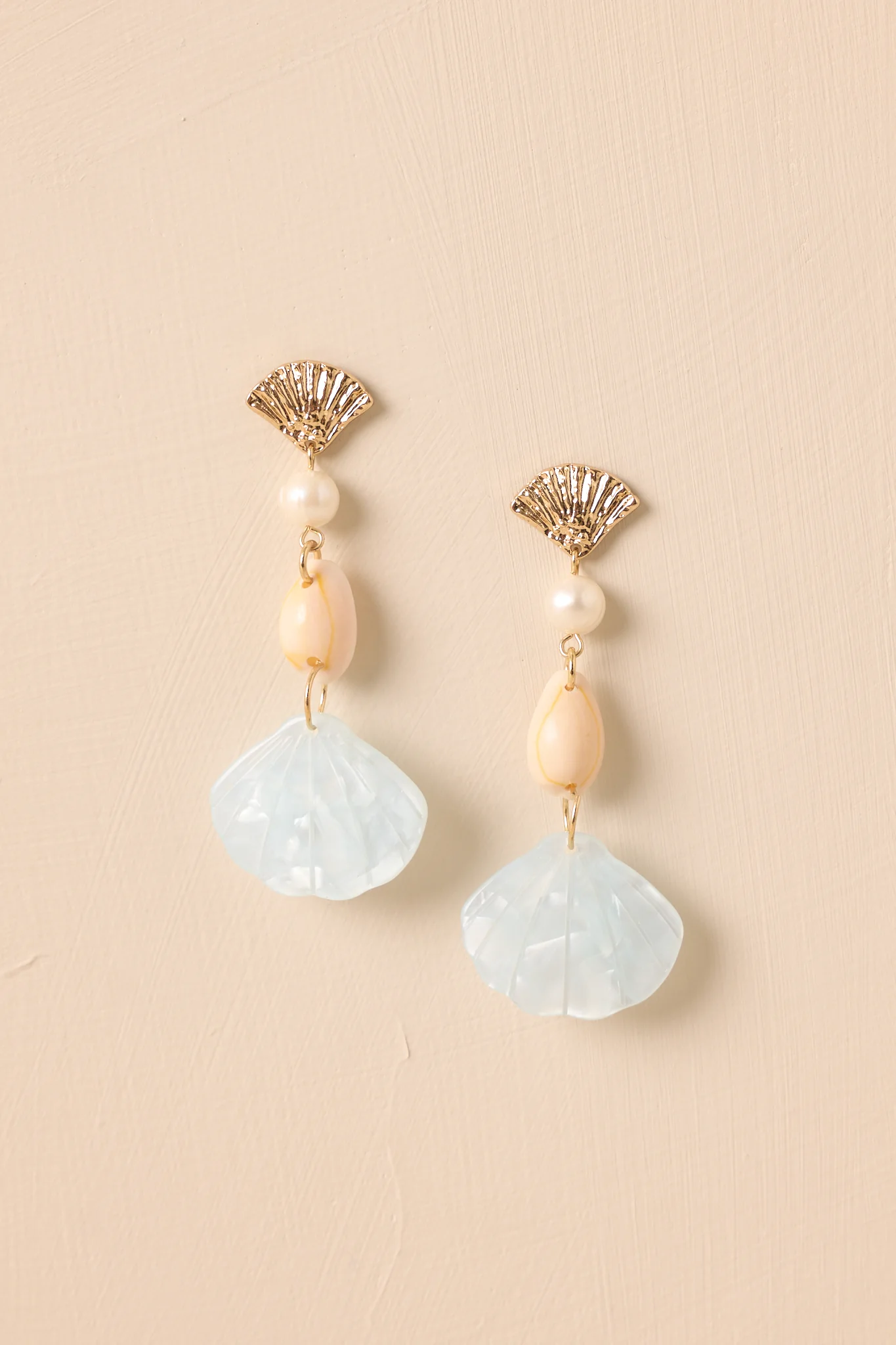 My Kind Of Magic Light Blue Pearlescent Seashell Drop Earrings