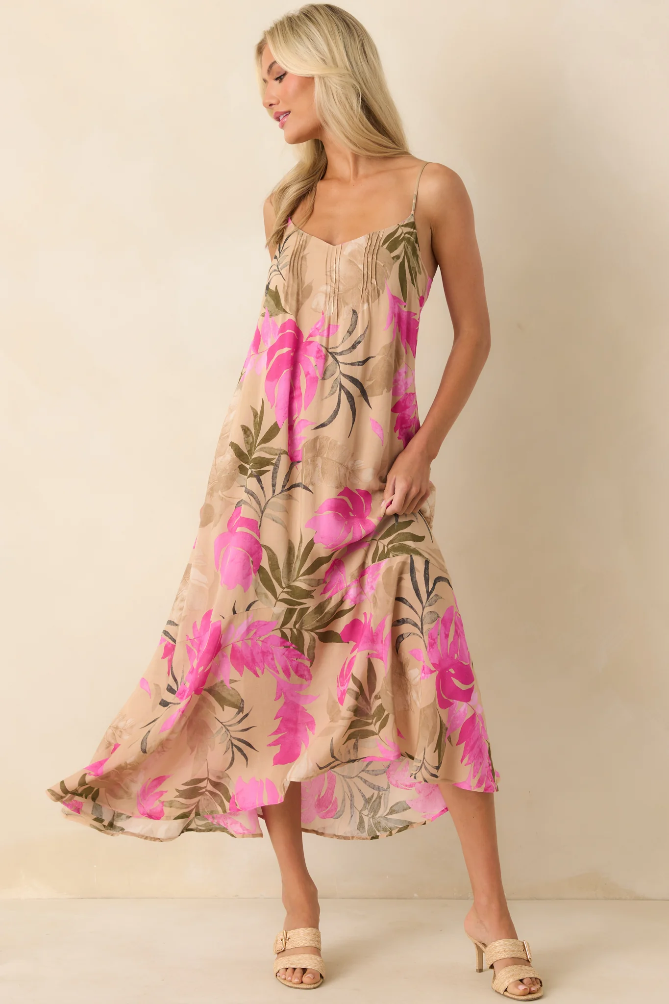 Z Supply Tan Multi Print Benson Tropical Maxi Dress
