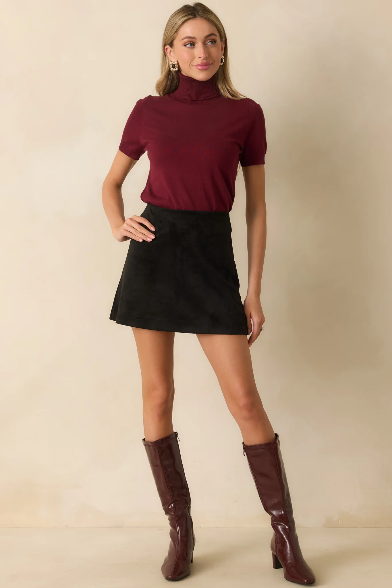 Black Faux Suede Mini Skirt