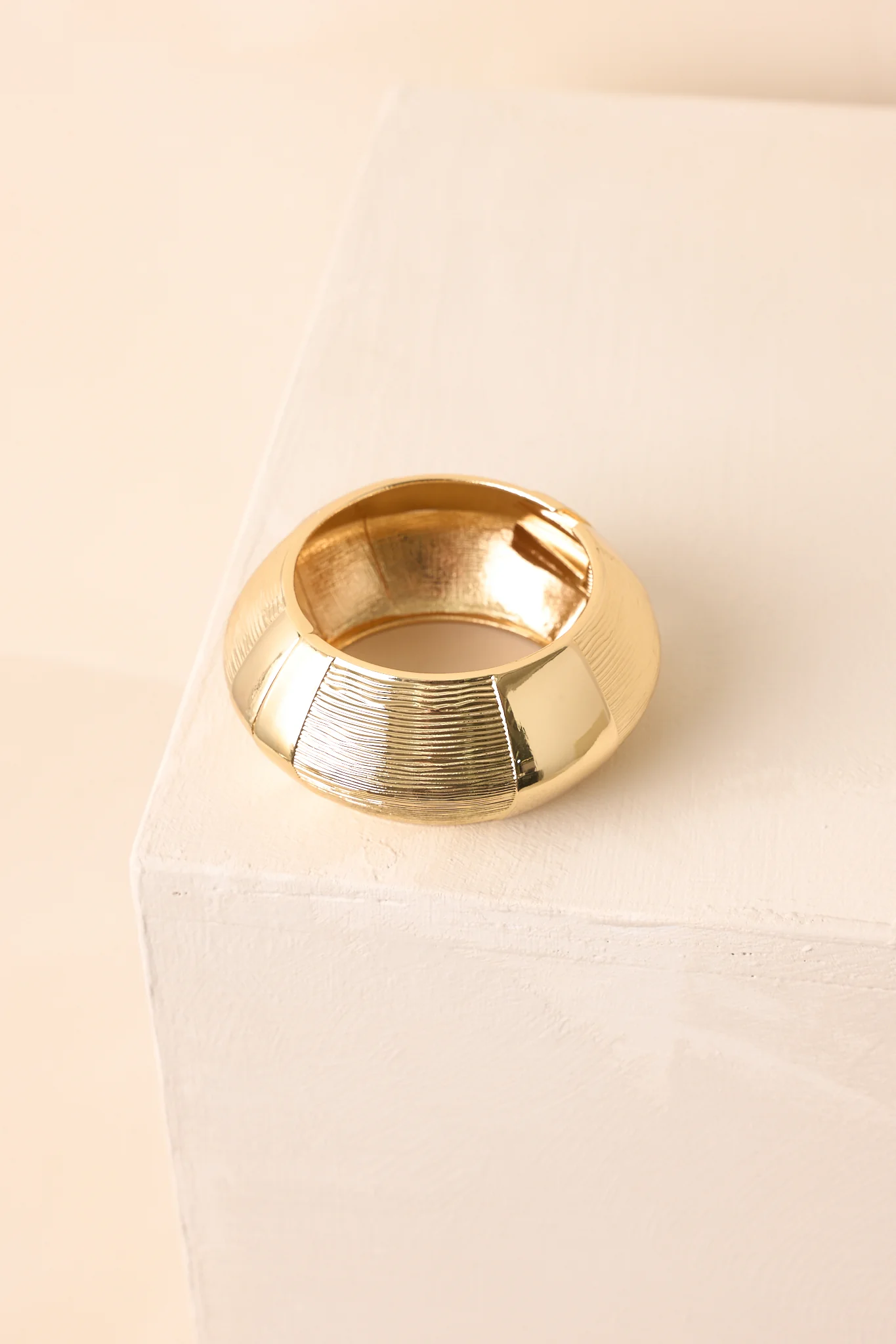 Made The Call Gold Textured Hinged Cuff Bracelet