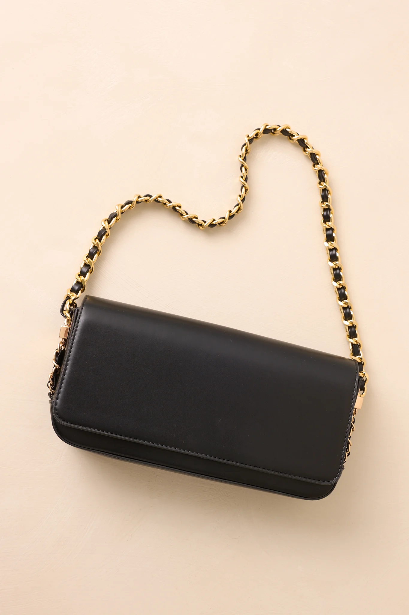A Subtle Reminder Black Faux Leather Baguette Handbag