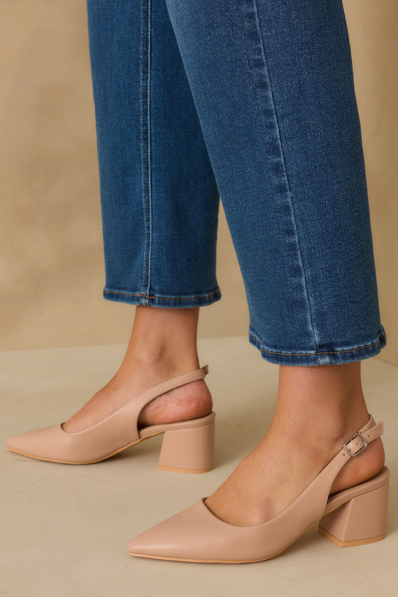 Life In A Flash Beige Sling Back Heels