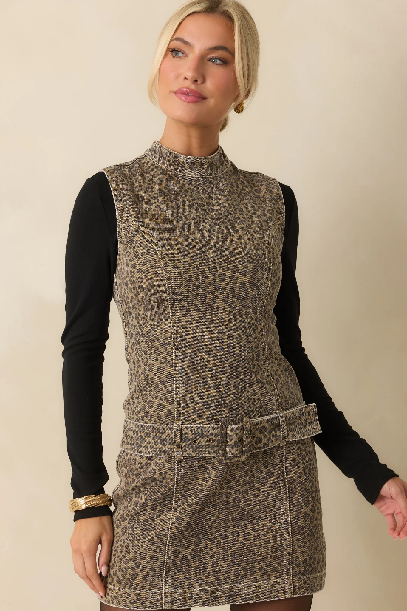 MINKPINK Brown Cotton Anouk Animal Print Mini Dress