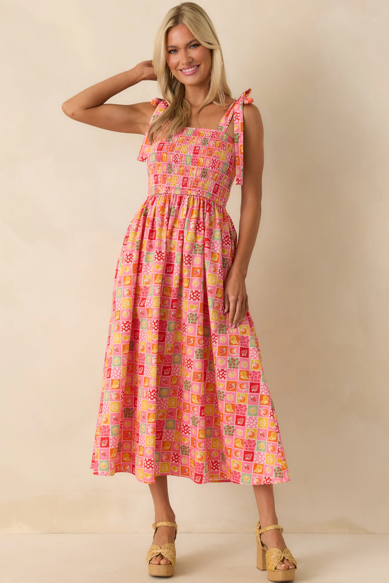 The Power Of Love Pink Multi Patchwork Print Maxi Dress