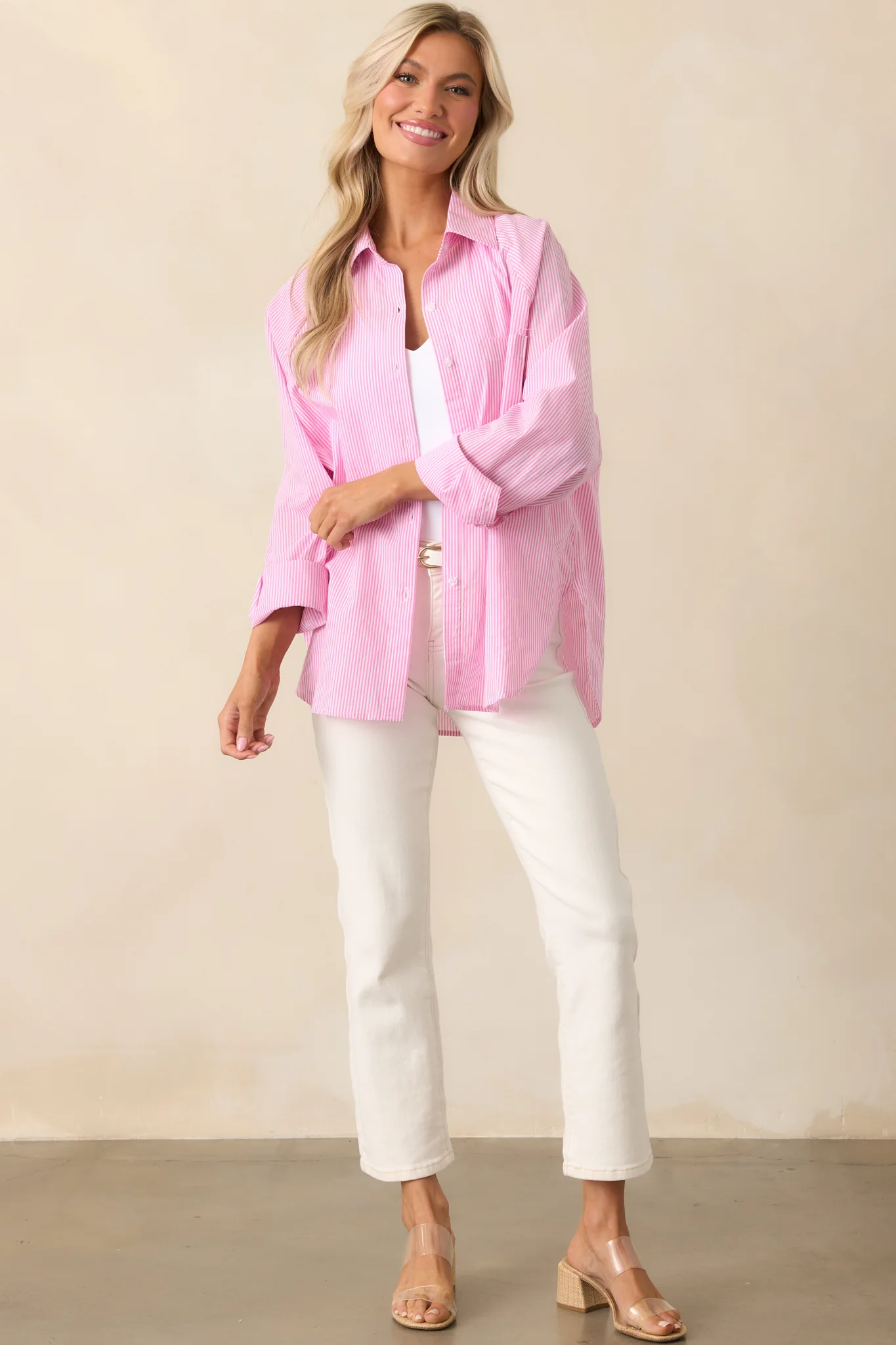 Sutton Peony Pink Stripe Cotton Top