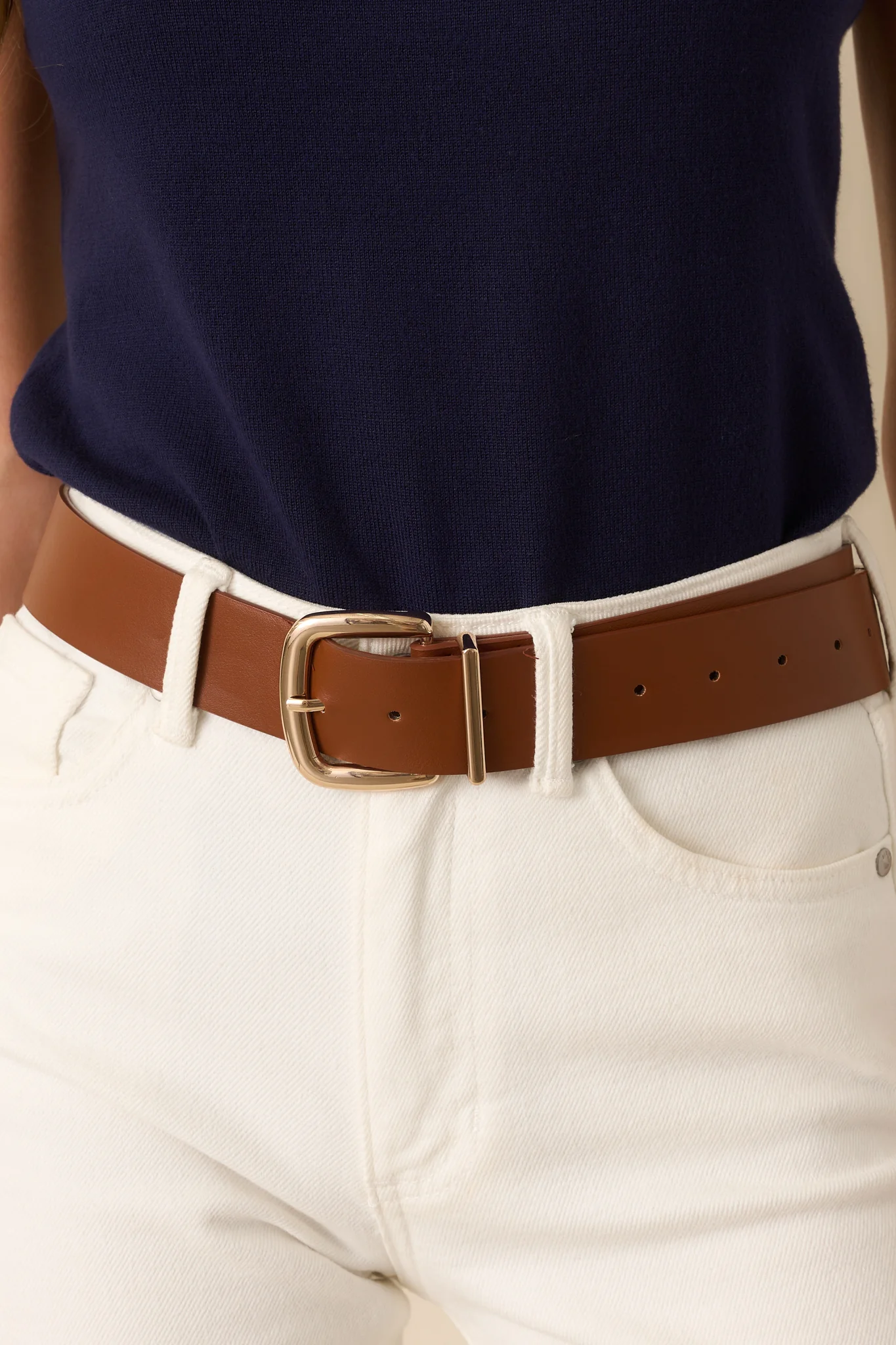 For The Right Moment Cognac Brown Faux Leather Belt