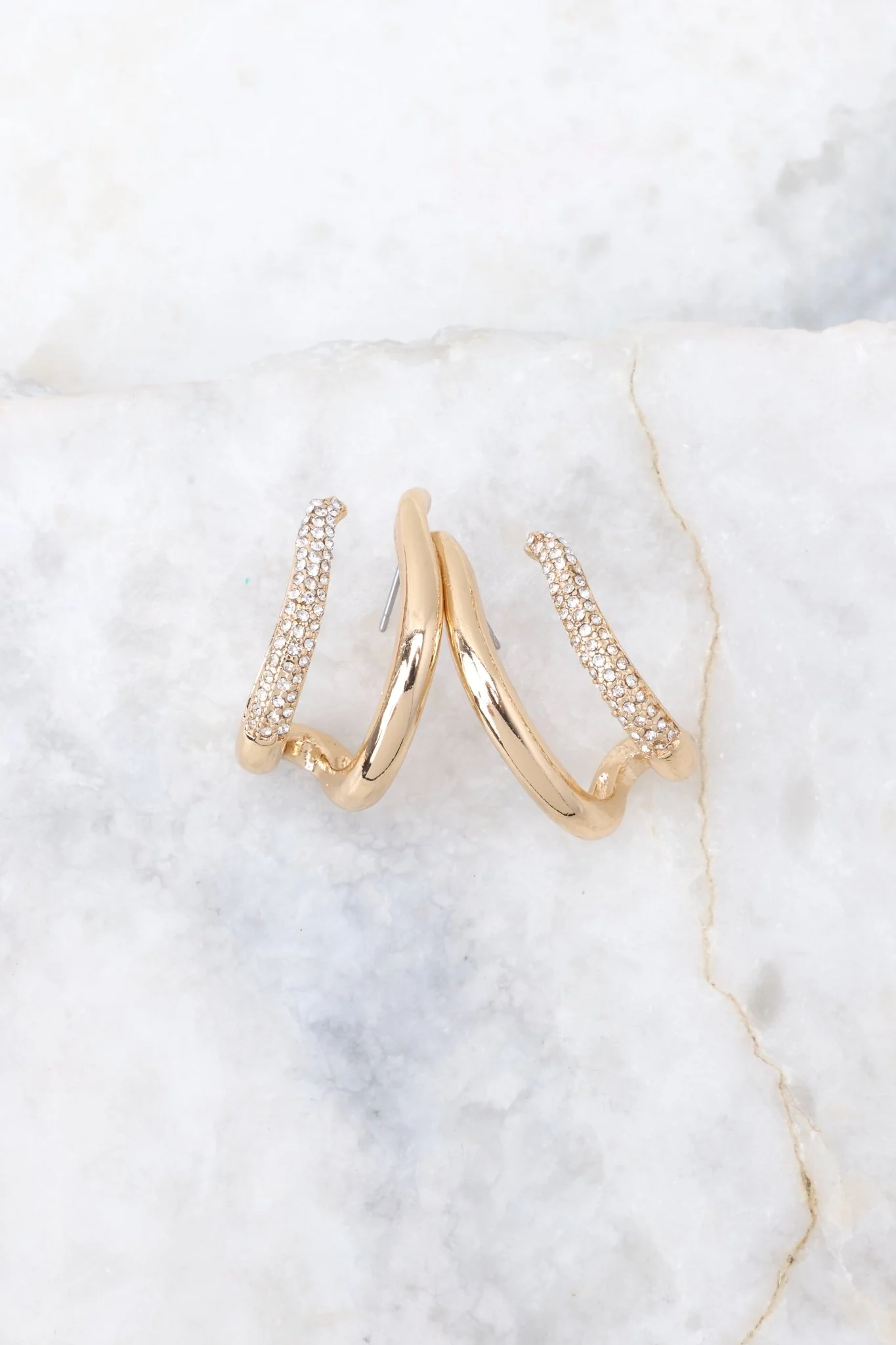 Leave Me Again Gold Rhinestone Earrings