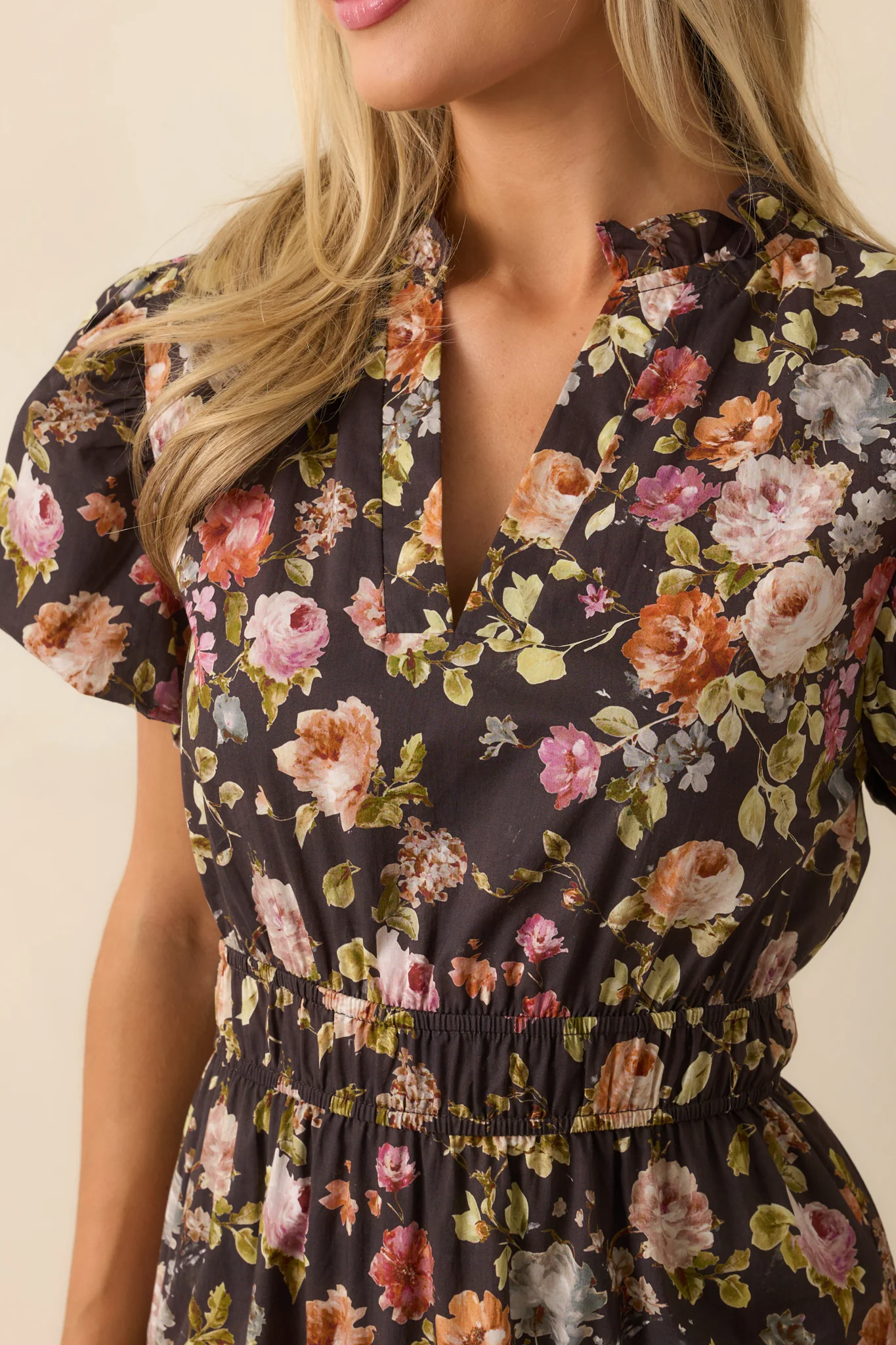 It's All Her Own Brown Multi Floral Print Cotton Maxi Dress