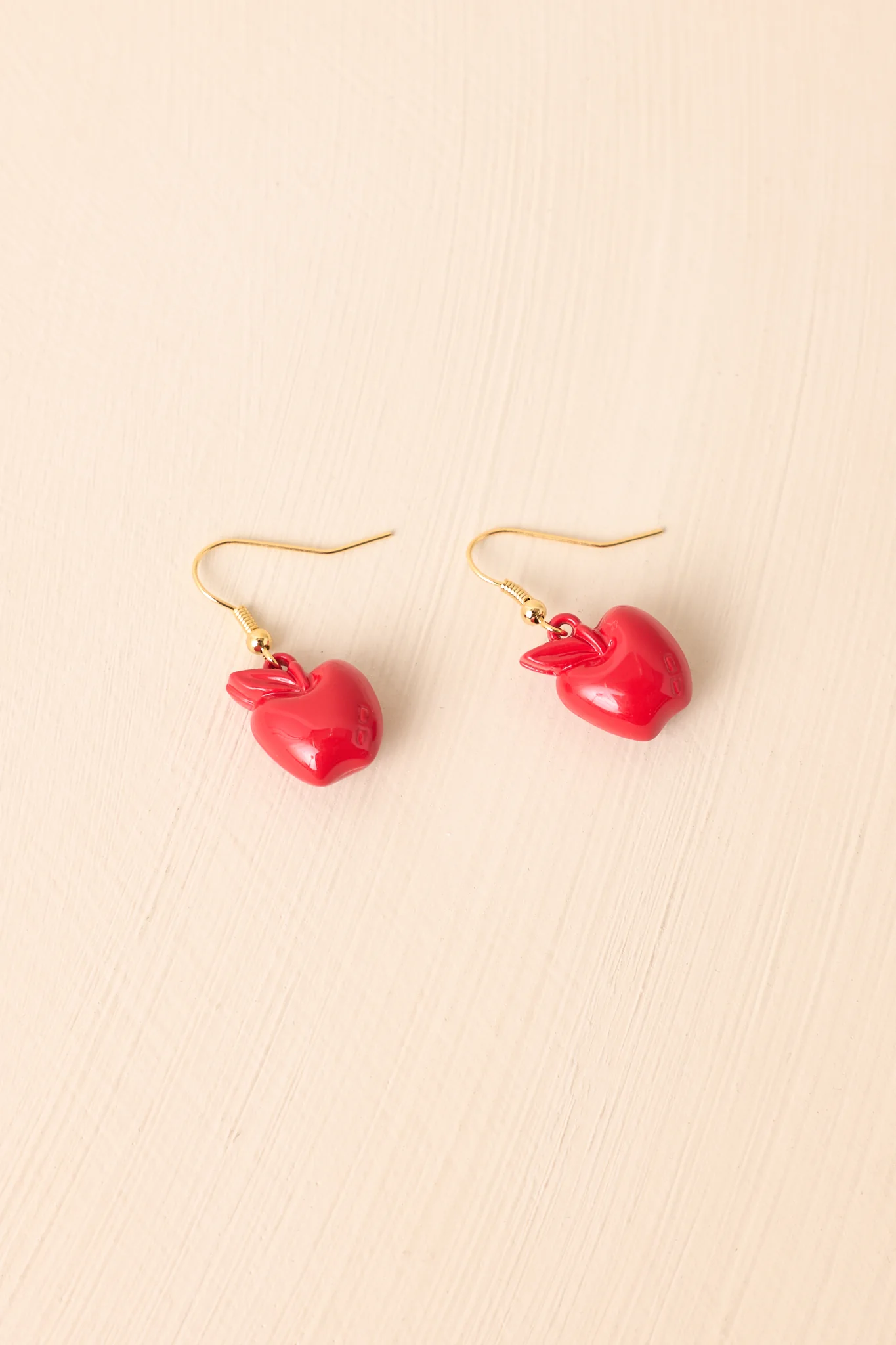 The Perfect Lesson Red Apple Charm Drop Earrings