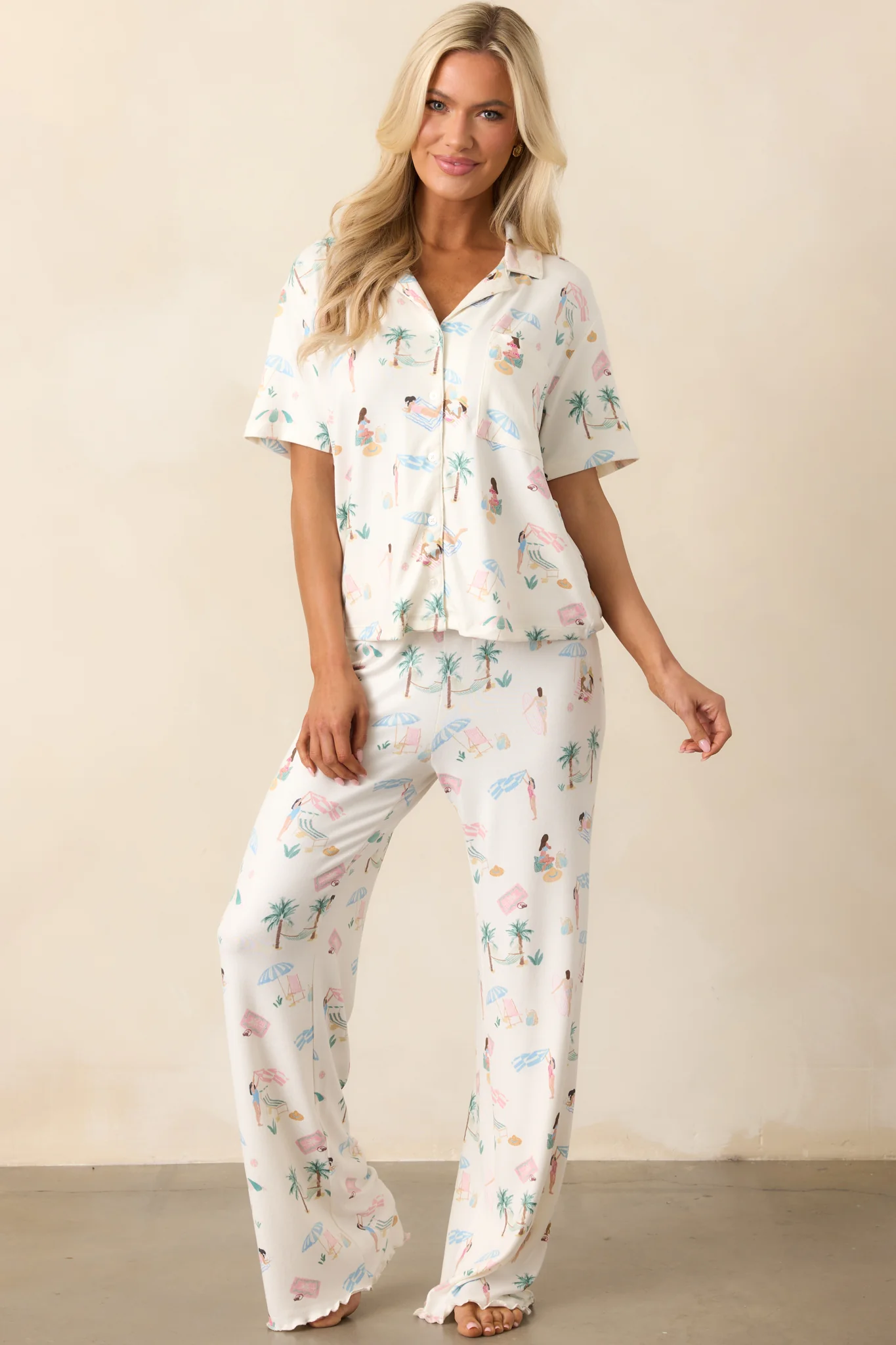 Z Supply Ivory Bone Beach Days Pajama Top