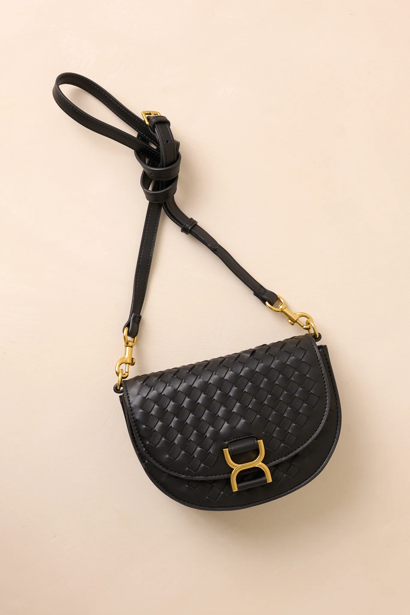 Tempest’s Call Black Woven Faux Leather Handbag