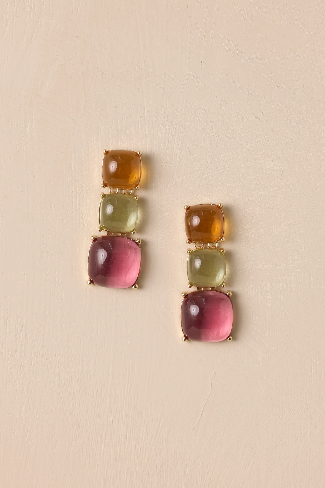 Swift Moves Pink Multi Stone Statement Earrings
