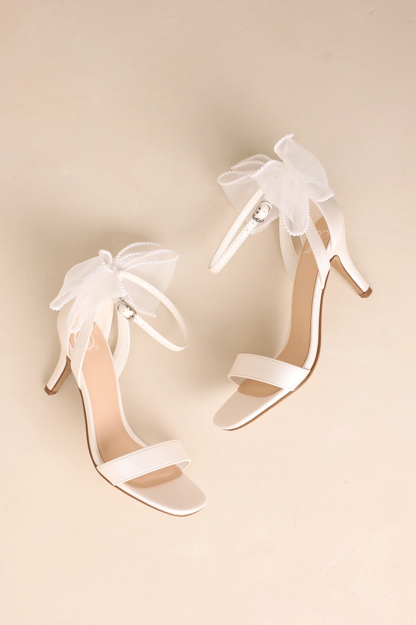 Follow Your Heart Ivory Satin Bow Back Kitten Heels