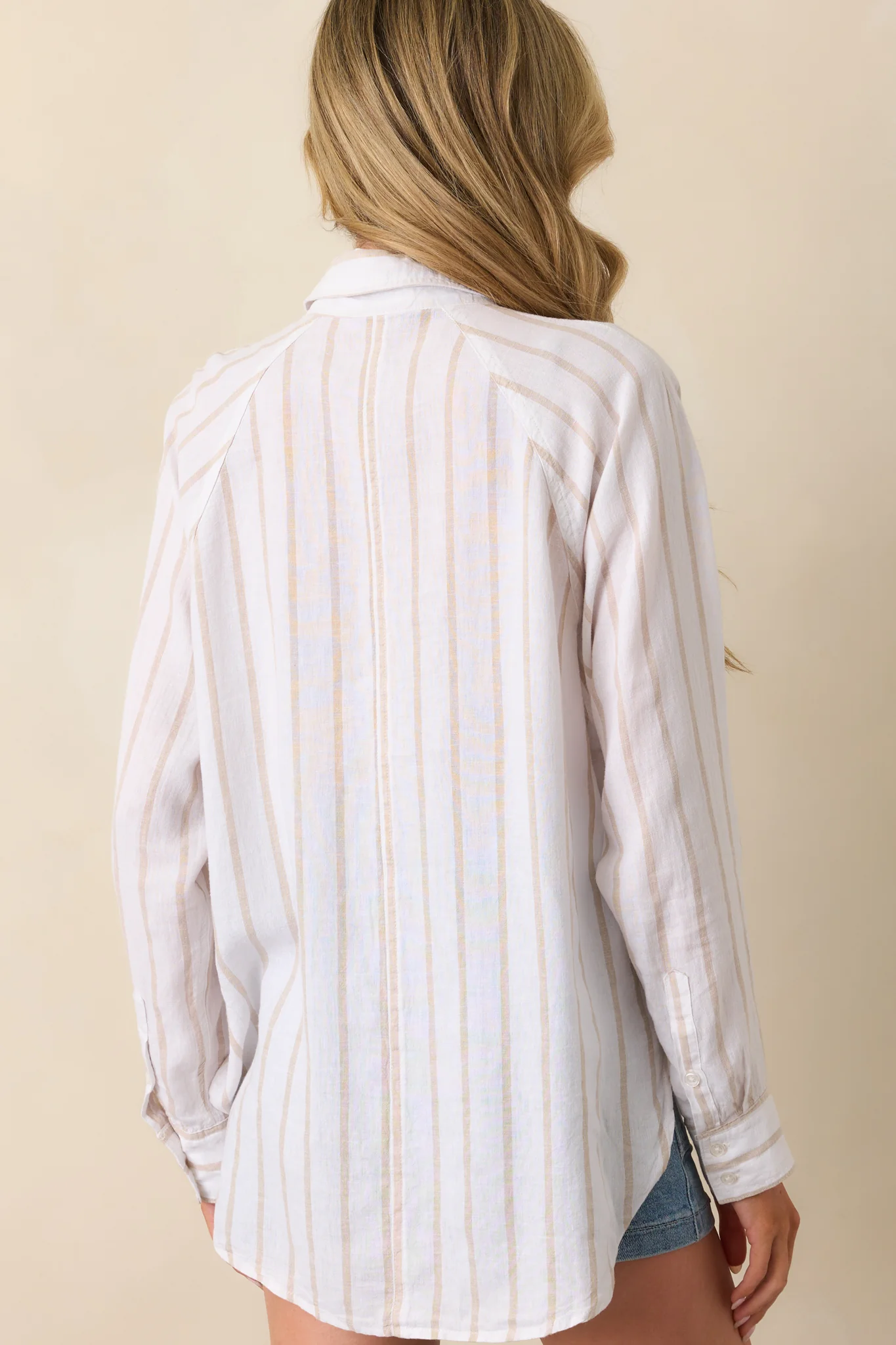 Z Supply Beige Perfect Linen Stripe Top