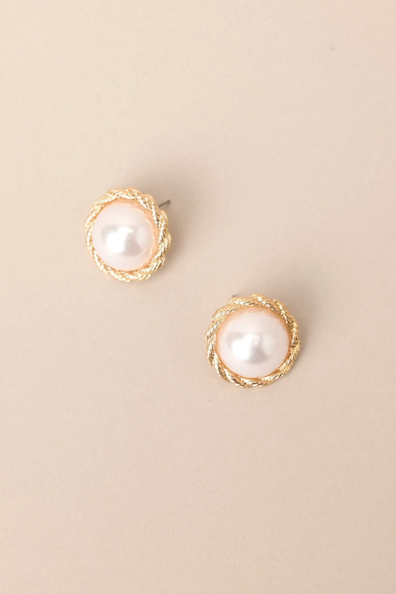 Peaceful Mind Gold and Pearl Stud Earrings