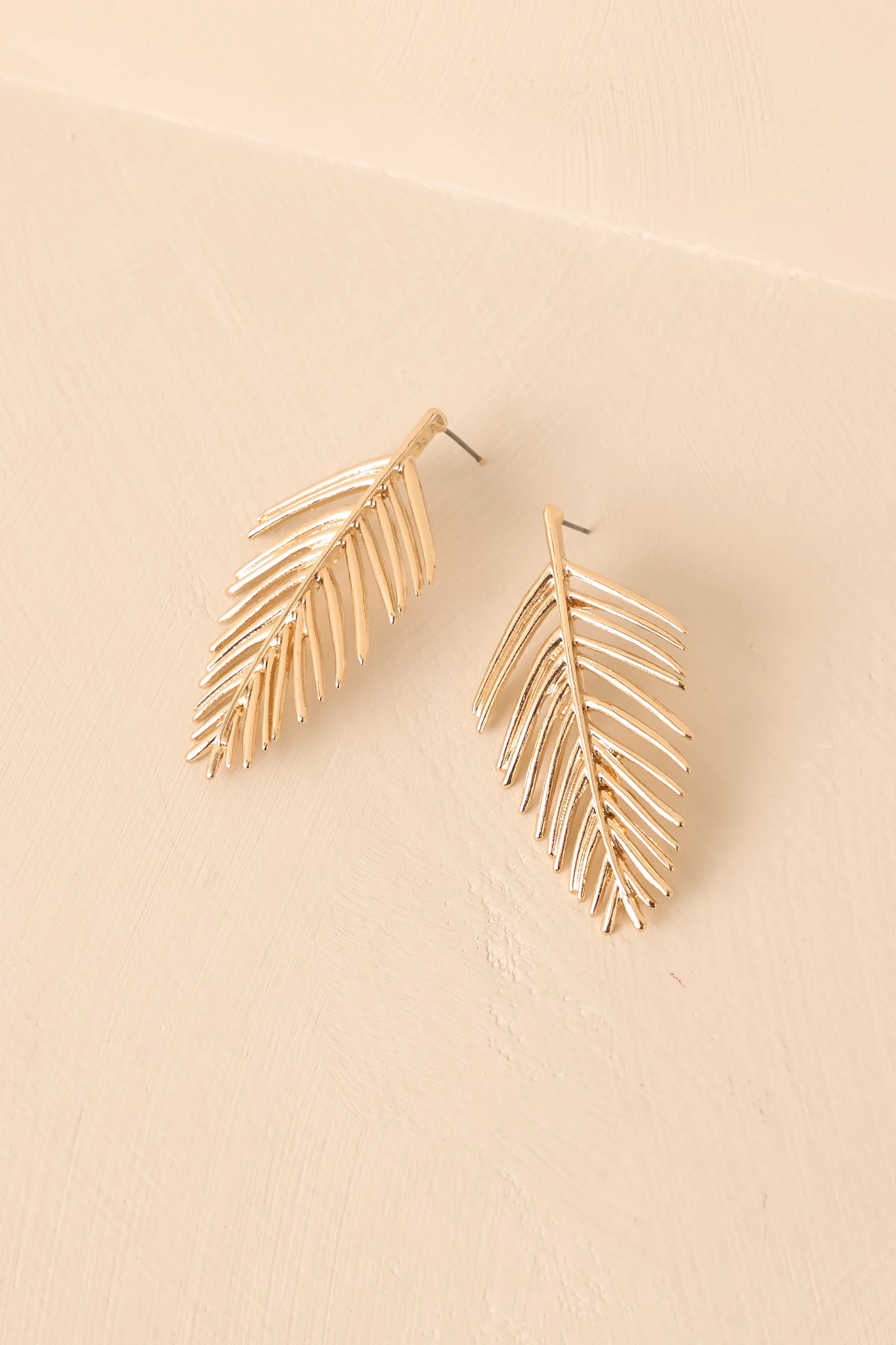 Somewhere With A Breeze Gold Palm Drop Earrings